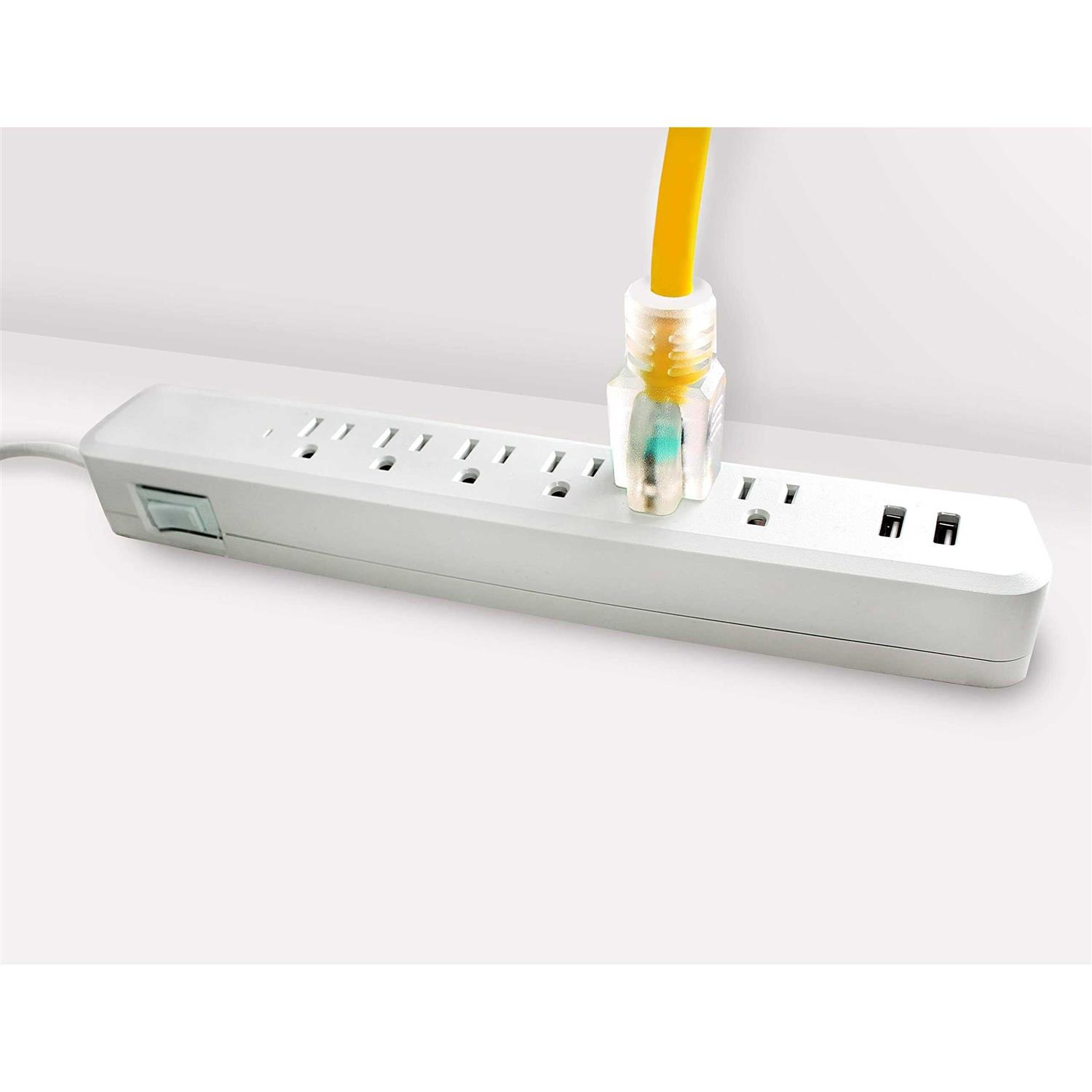 LifeSupplyUSA Amp 125-Volt SJTW Indoor/Outdoor Heavy-Duty Lighted End Extension Cord - Cheap Fitting