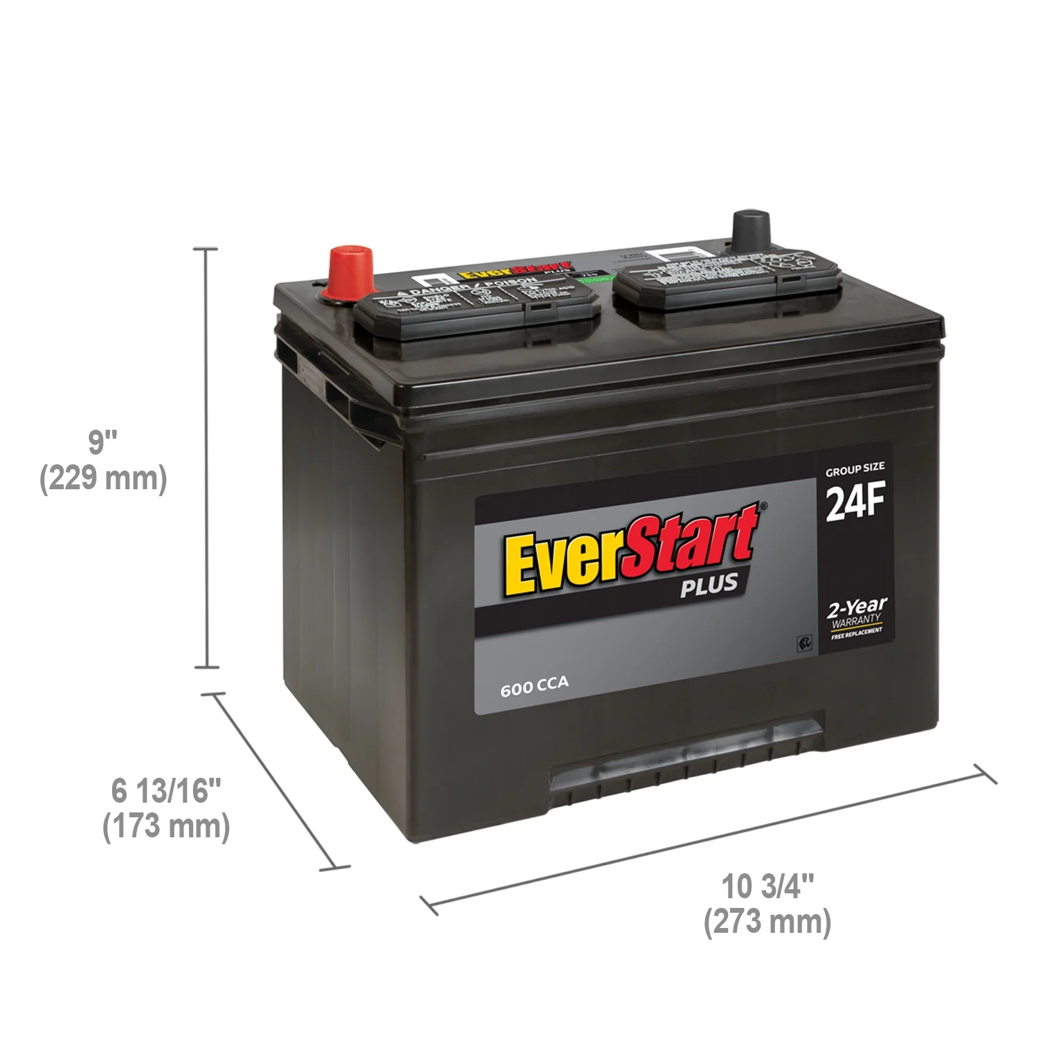 EverStart Plus Lead Acid Automotive Battery, Group Size 24F 12 Volt, 600 CCA - Cheap Fitting