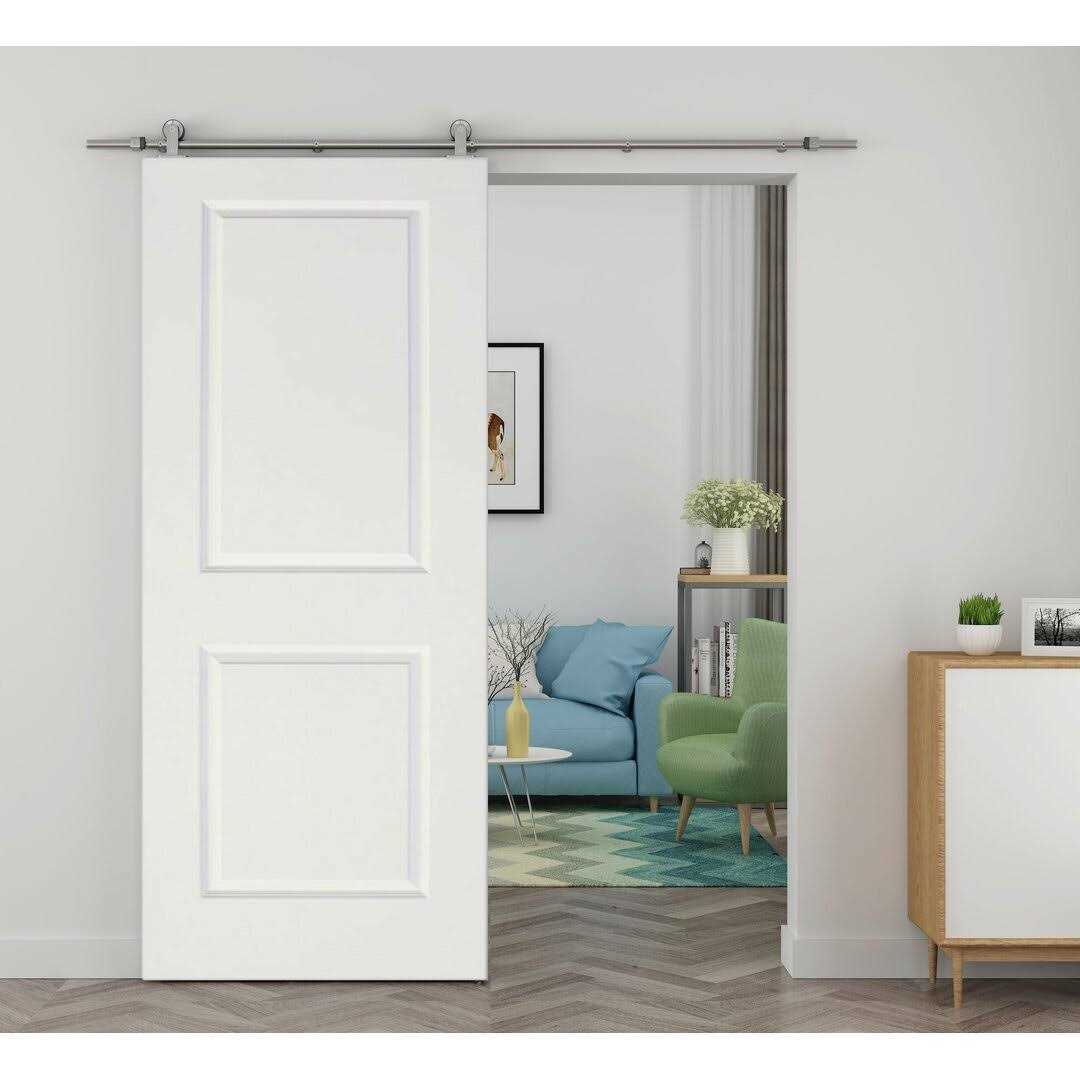 Paneled Wood Primed Barn Door with Installation Hardware Kit Calhome - Cheap Fitting