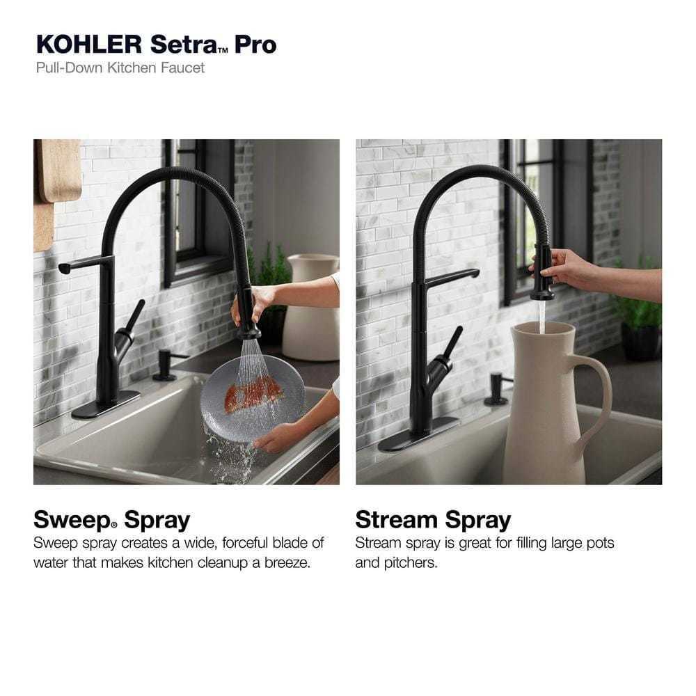 KOHLER Setra Single-Handle Semi-Professional Kitchen Sink Faucet with Soap Dispenser - Cheap Fitting