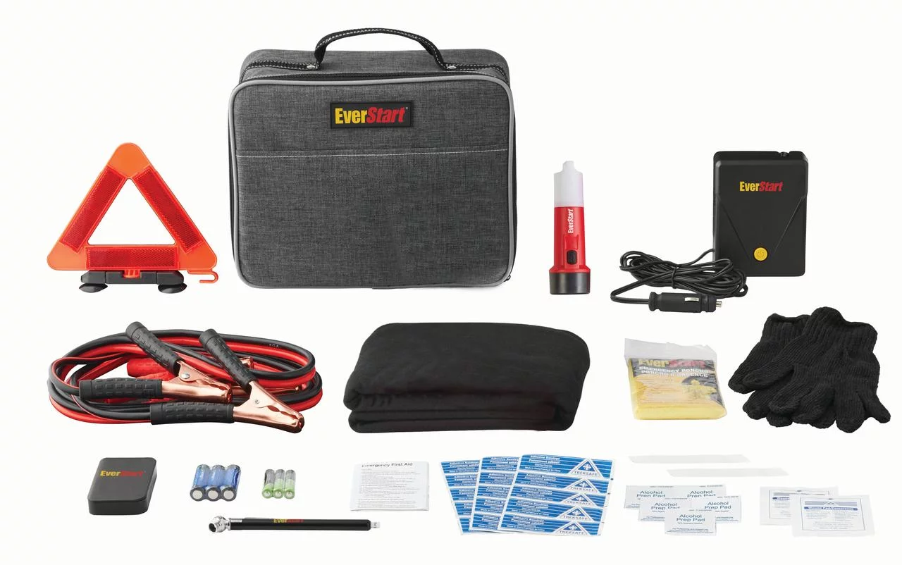 Everstart Emergency Deluxe Kit, All Car Makes, Models. Assembled Product Height 9in x 12in x 5in. - Cheap Fitting