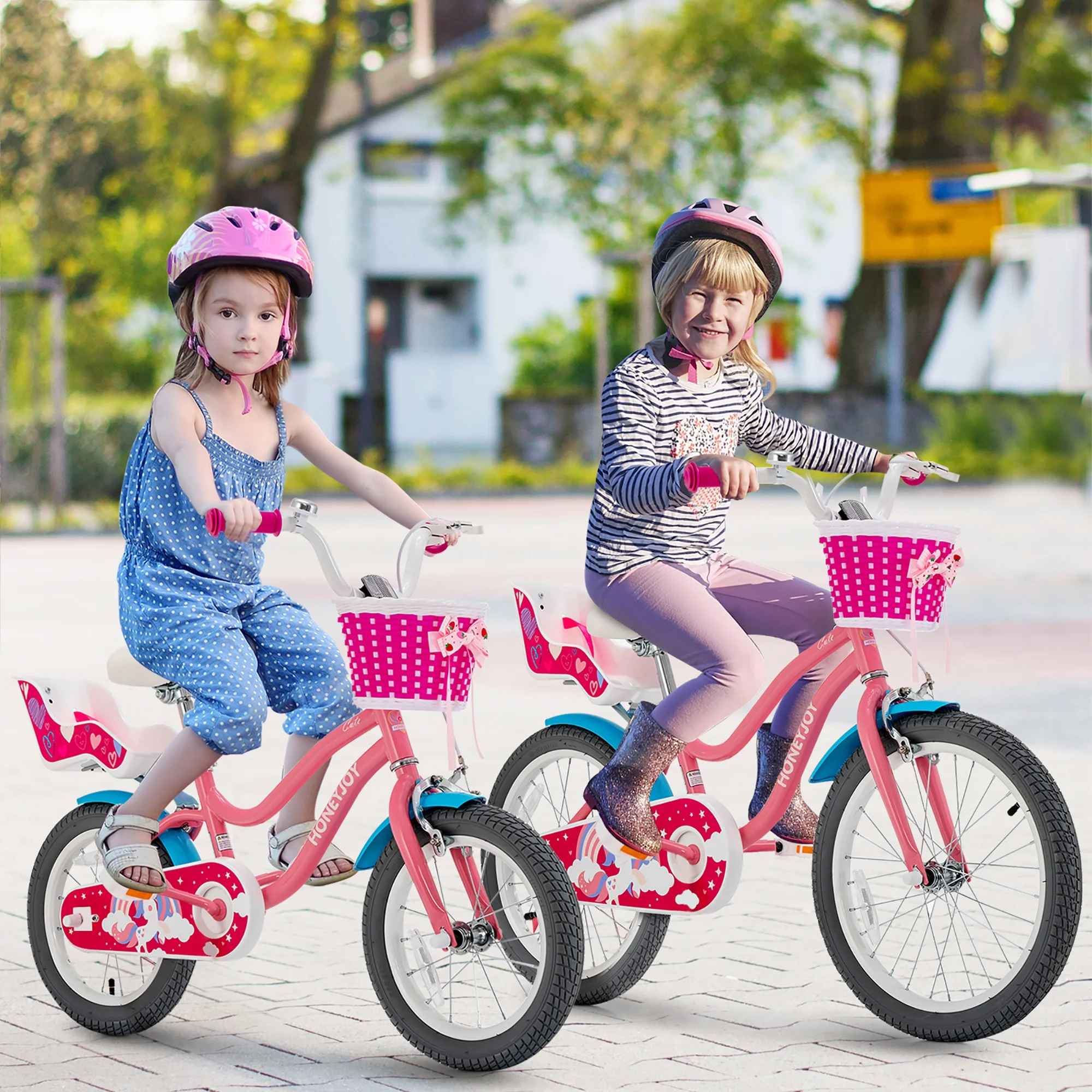 Gymax 18 Inches Kids Bicycle w/ Doll Chair & Basket Kids Bike w/ Training Wheels Pink - Cheap Fitting
