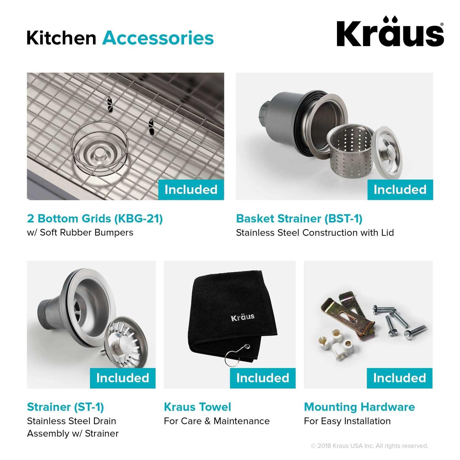 Kraus KBU21 30 inch Undermount Double Bowl Stainless Steel Kitchen Sink - Cheap Fitting