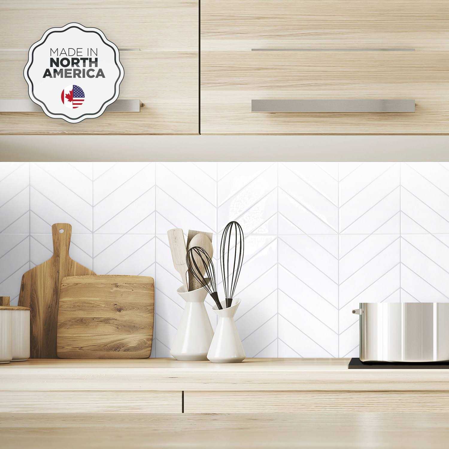 Smart Tiles Blok Chevron White 22.56 in. x 11.58 in. Vinyl Peel and Stick Tile - Cheap Fitting