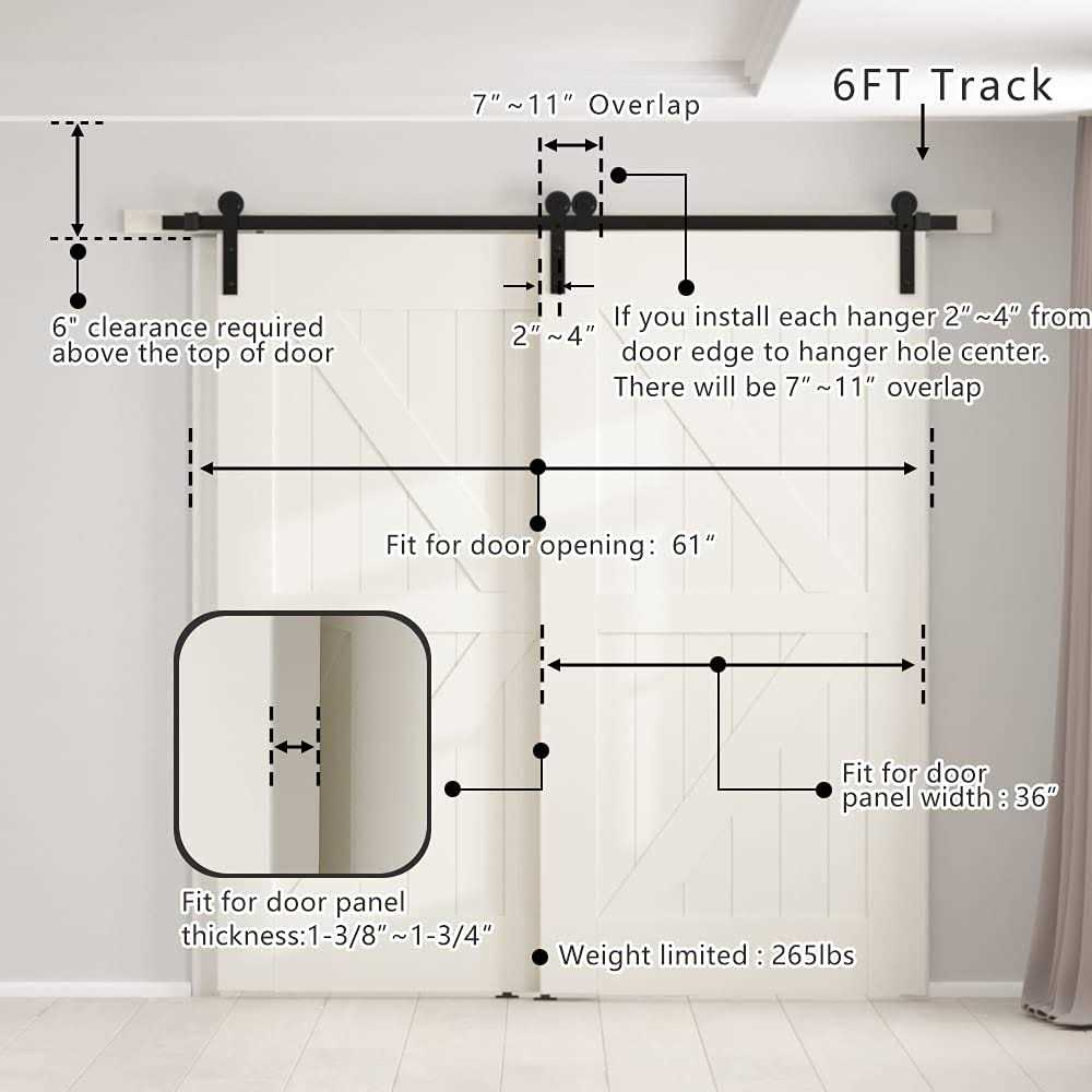 skysen 6FT Heavy Duty Sliding Barn Door Hardware Single Track Bypass Double Door Kit Black - Cheap Fitting