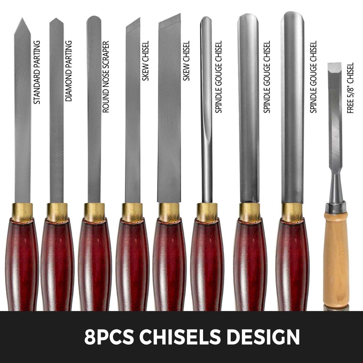VEVOR Woodworking Lathe Chisel Set 8 Piece Set Lathe Chisel HSS Steel Blades Wood Turning Tools Wooden Case for Storage for Wood Carving Root - Cheap Fitting