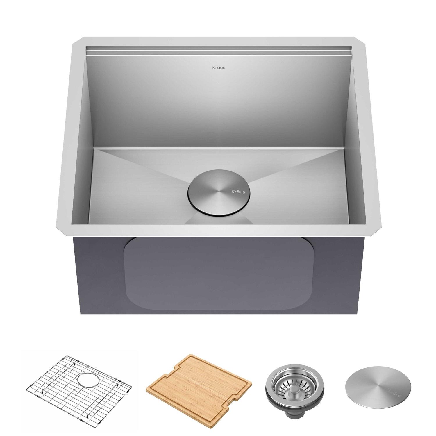 Kraus 21 Kore Undermount Workstation Stainless Steel Single Bowl Kitchen Sink with Accessories KWU111-21 - Cheap Fitting