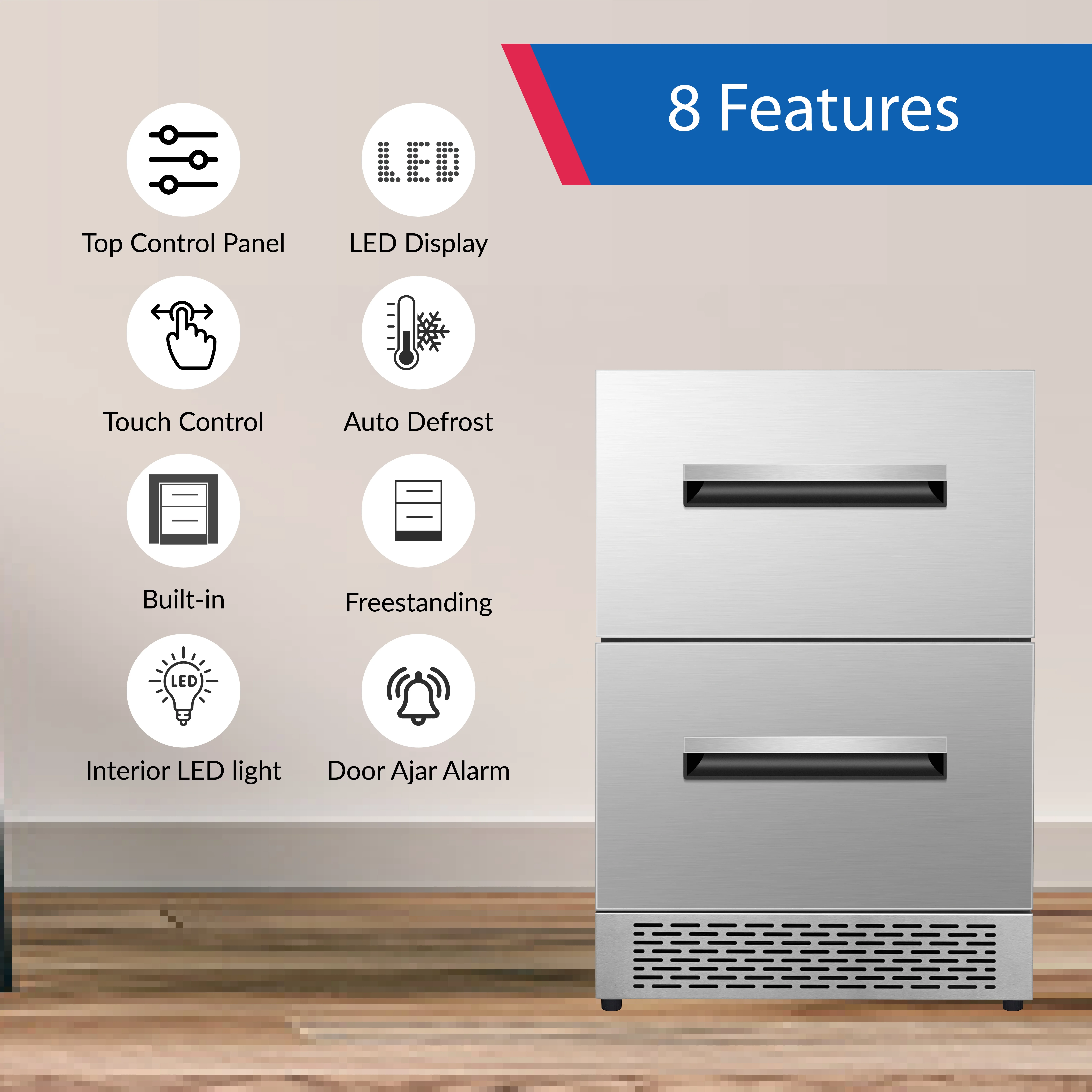 Equator 24-In 2 Drawer Freestand/Built-In Convertible Freezer/Refrigerator Stainless. - Cheap Fitting