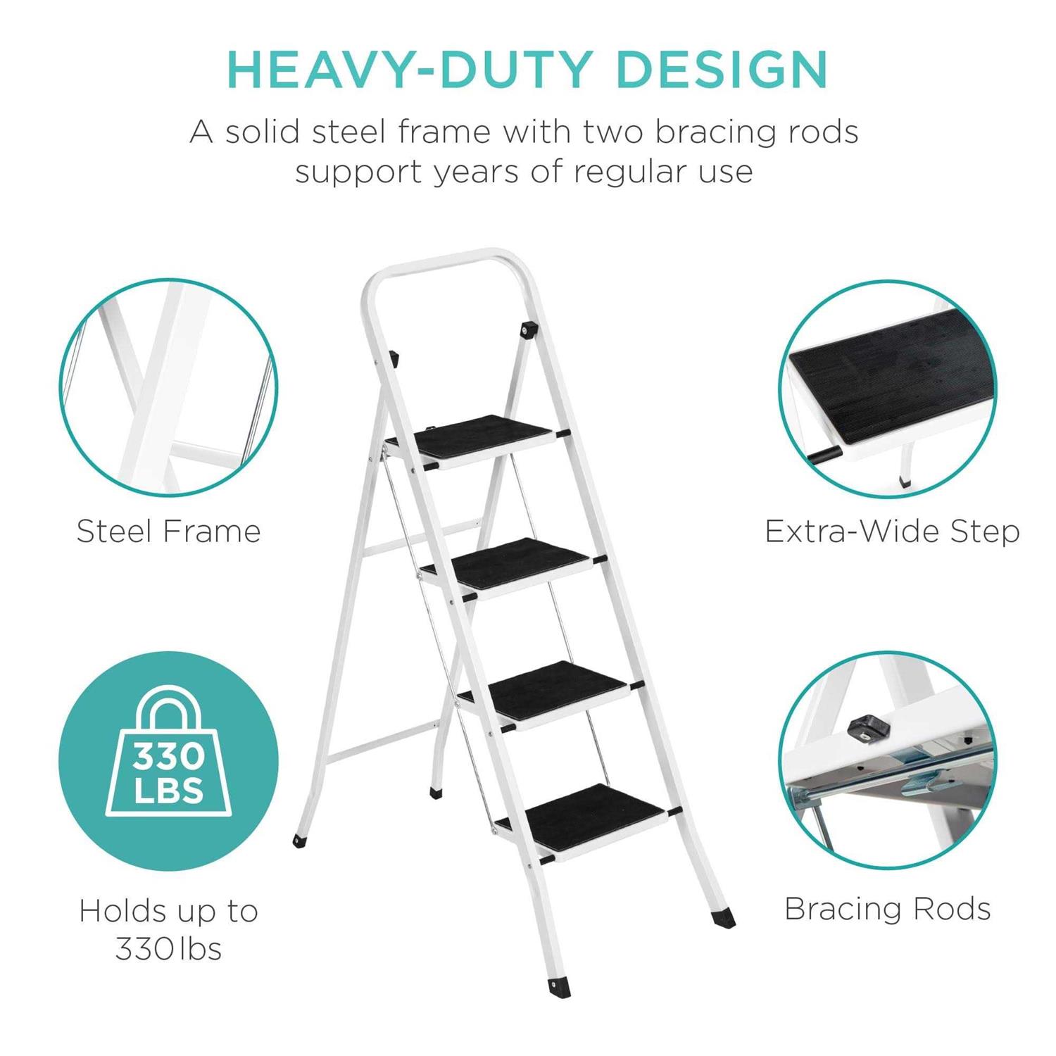 Best Choice Products 4-Step Portable Folding Steel Ladder w/ Hand Rail - Cheap Fitting