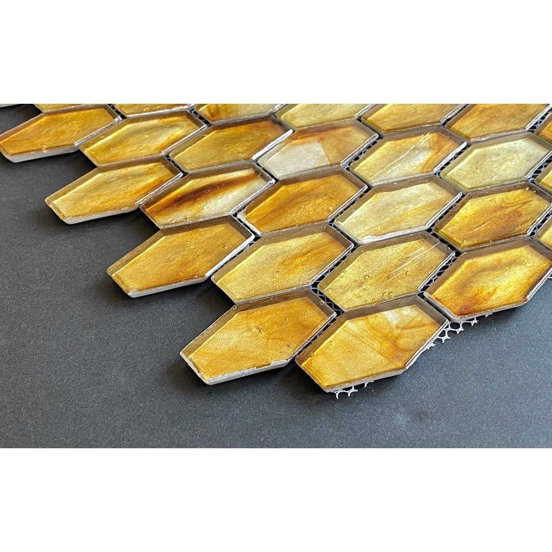Mosaic Studio Iridescent 1 1/4 x 2 Long Hexagon Glass Tile - Cheap Fitting