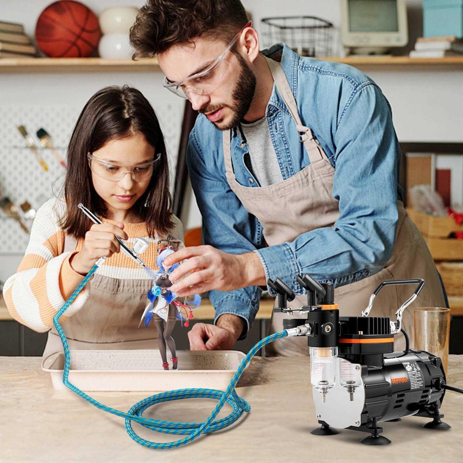 VEVOR Airbrush Kit Professional Airbrush Set with Compressor Airbrushing System Kit with Multi-purpose Dual-action Gravity Feed Airbrushes - Cheap Fitting