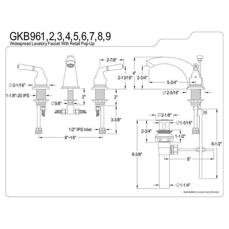 Kingston Brass GKB964 Widespread Bathroom Faucet - Cheap Fitting