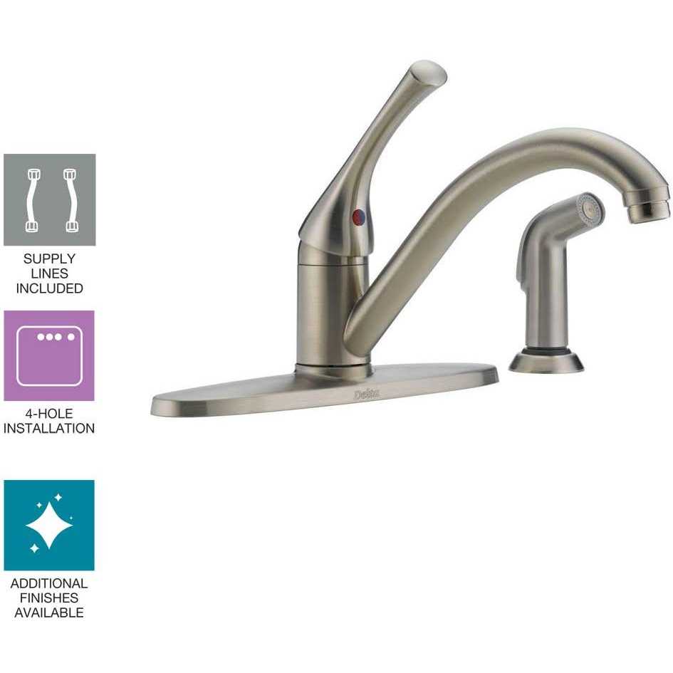 Delta Classic Single Handle Kitchen Faucet with Spray - Cheap Fitting