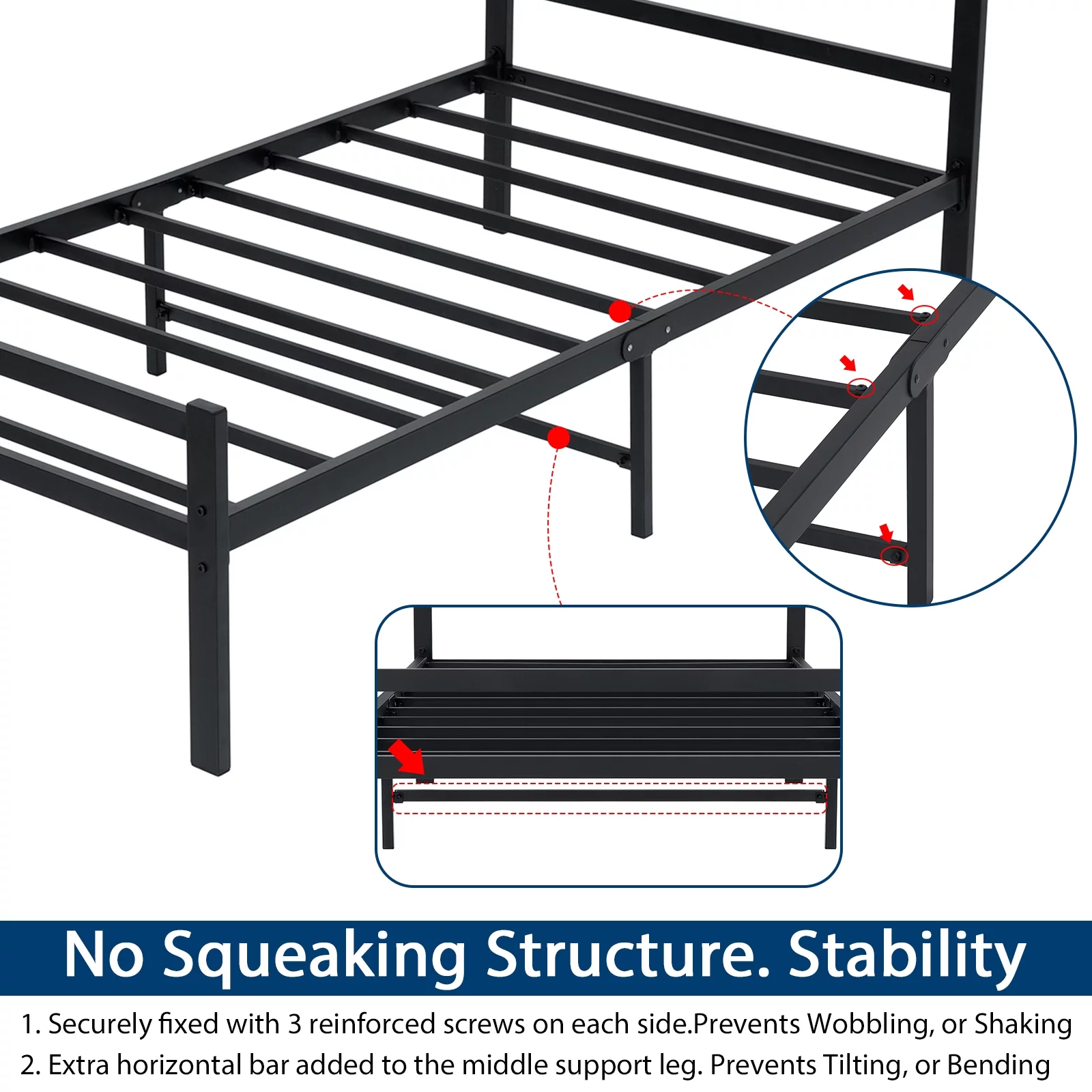 Lusimo Full Size Bed Frame with Headboard No Box Spring Needed 14 inch Full Metal Platform Bed Frame Easy Assembly Anti-Slip, Black - Cheap Fitting