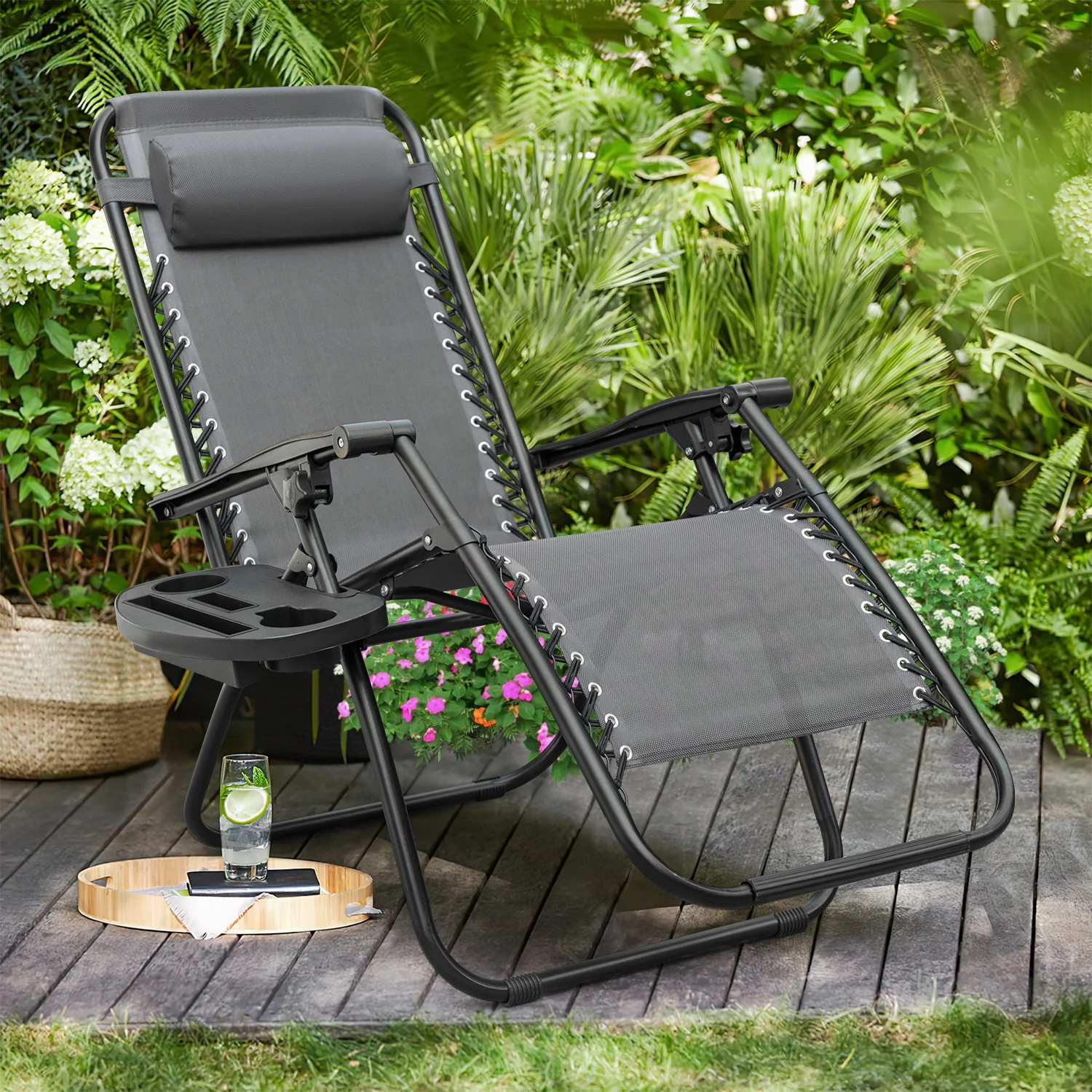 Lacoo 2 Pack Patio Zero Gravity Chair Outdoor Lounge Chair Textilene Fabric Adjustable Recline Chair Seating Capacity 2, Blue - Cheap Fitting