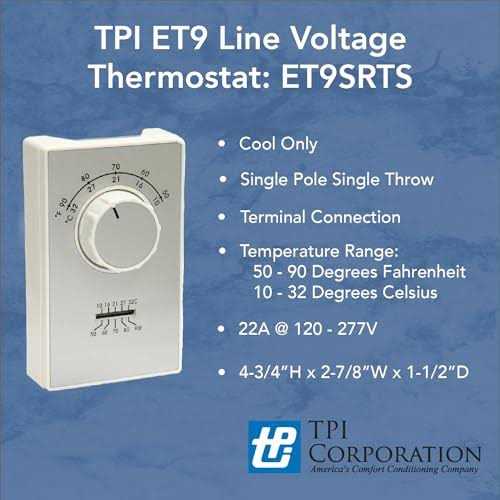 TPI Line Voltage Thermostat Single Pole Cooling Only ET9SRTS - Cheap Fitting