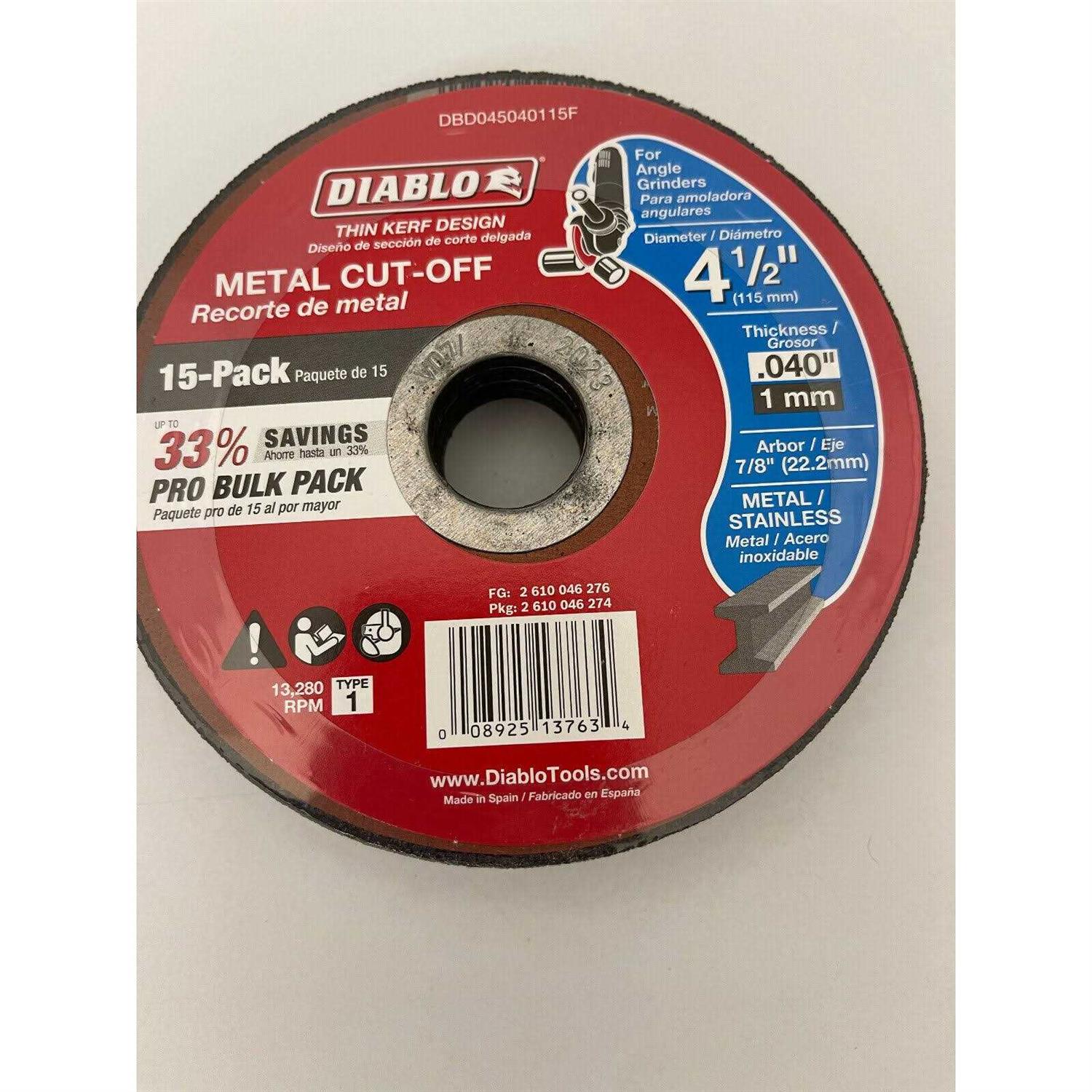 Diablo 4-1/2 in. Metal Cut Off Disc DBD045040115F - Cheap Fitting