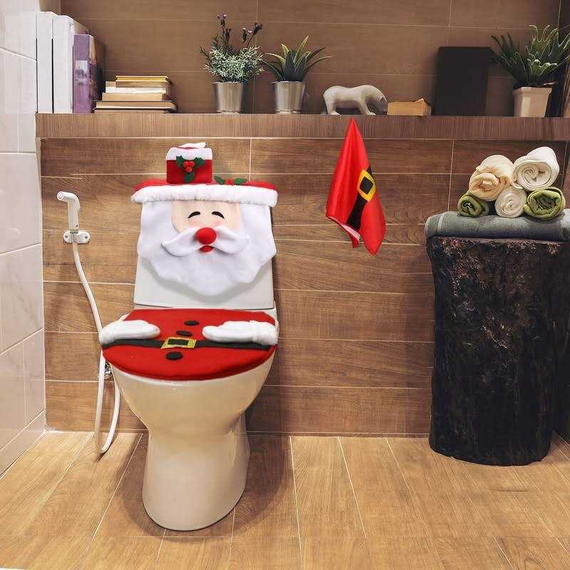 Blu Ninfee Christmas Decorations Indoor Home Decor,4Pcs Xmas Santa Toilet Seat Cover and Towel,Christmas Decorations Clearance,Christmas Decorations - Cheap Fitting