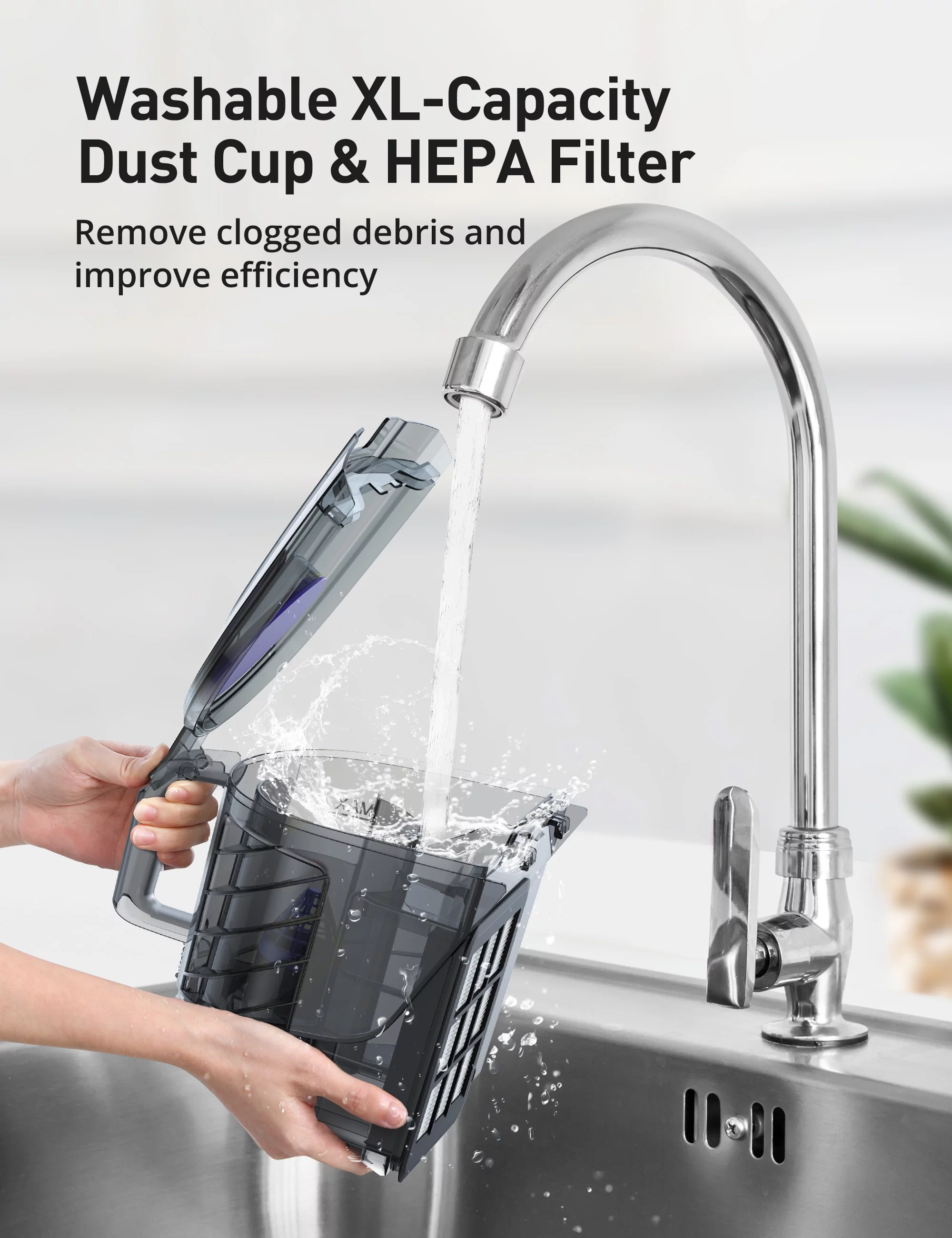 Aspiron Canister Vacuum Cleaner, 1200W 3.6QT Bagless Vacuum, Turbo Brush, Double HEPA Filter, New - Cheap Fitting