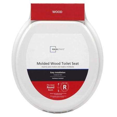 Mainstays OPP Round Molded Wooden Toilet Seat - Cheap Fitting
