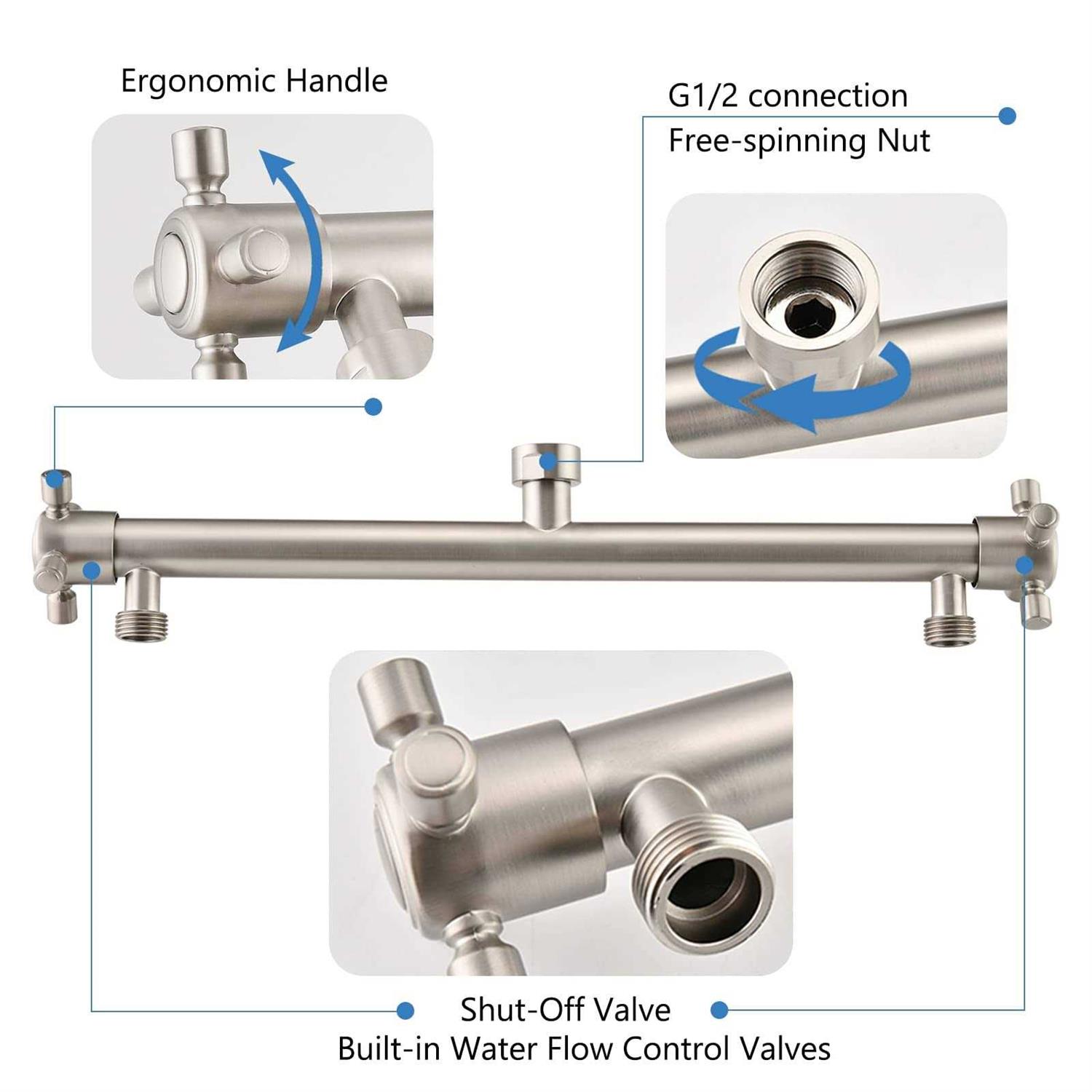 Proox Double Shower Head with Built-in Valve, High Pressure 6 Setting Dual Shower Head Design for Couple on Walk-in Bathroom or Single on Bathtub - Cheap Fitting