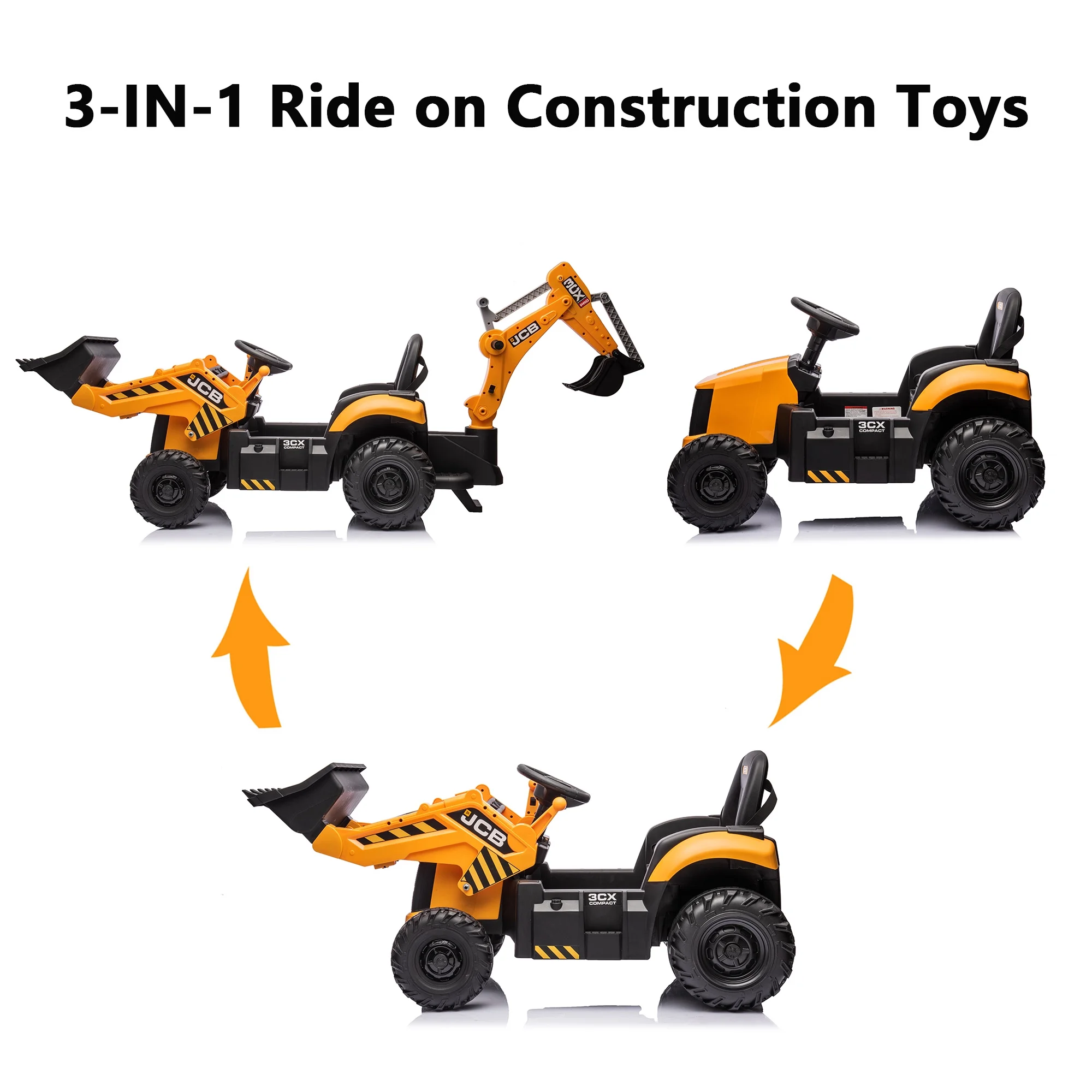 Hikiddo Electric Ride On Excavator for Kids, Licensed JCB 12V Ride-On Construction Toys with Remote - Cheap Fitting