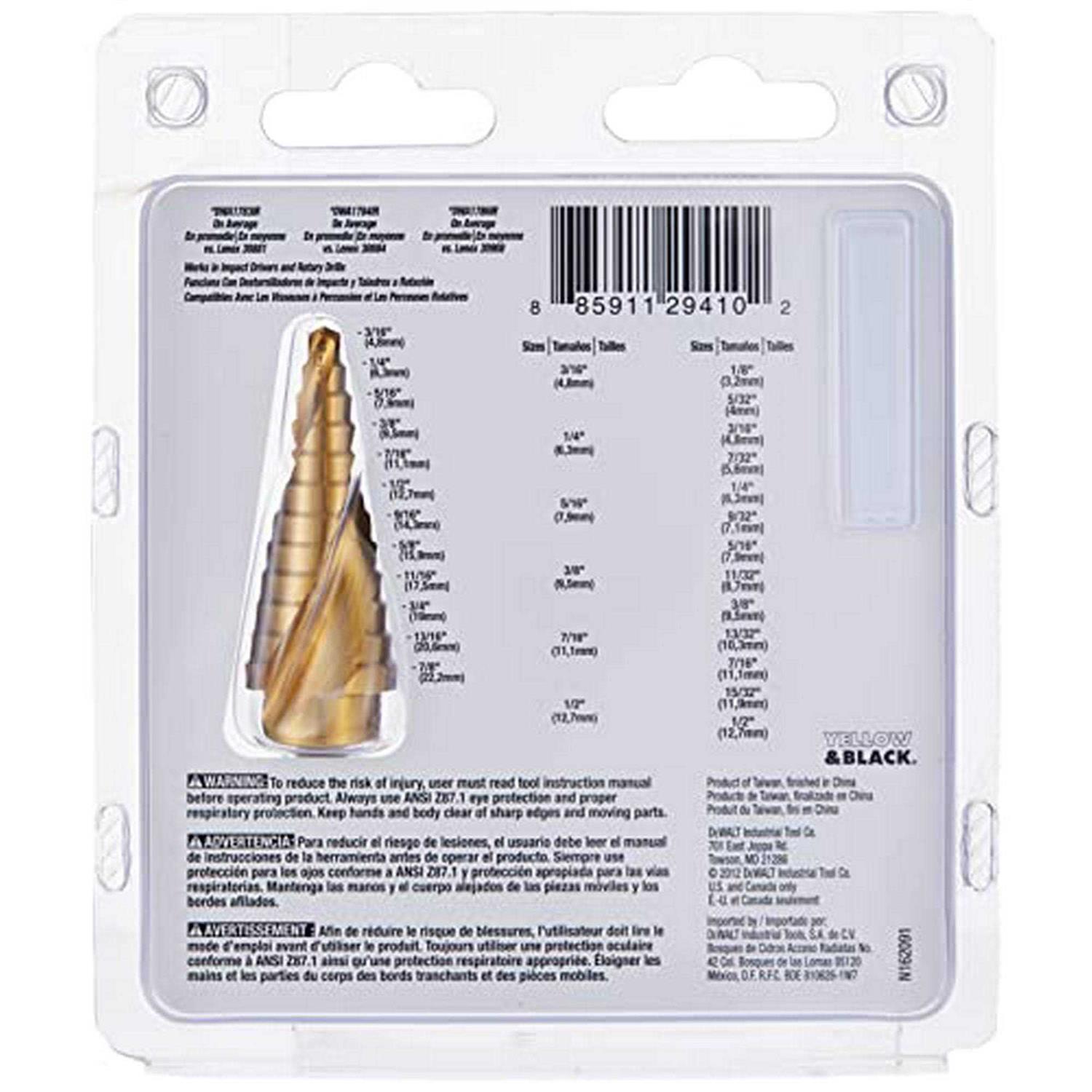 Dewalt 3-Piece Impact Ready Step Drill Bit Set DWA1790IR - Cheap Fitting