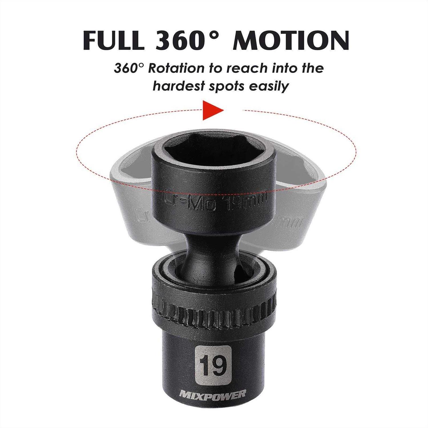 MIXPOWER 15-piece 3/8 Drive Shallow Universal Impact Socket Set - Cheap Fitting