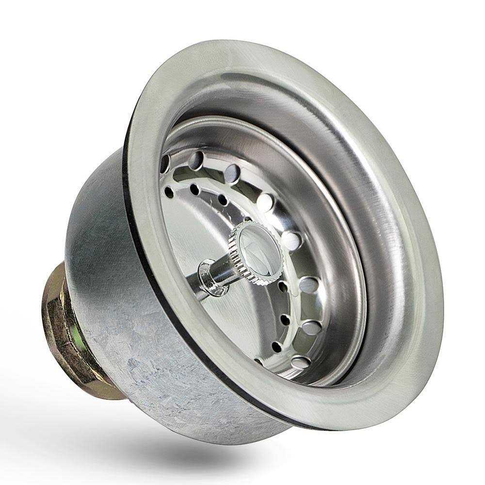 The Plumber’s Choice 3-1/2 in. 4 in. Kitchen Sink Stainless Steel Drain Assembly with Strainer Basket Stopper Double Cup Design - Cheap Fitting