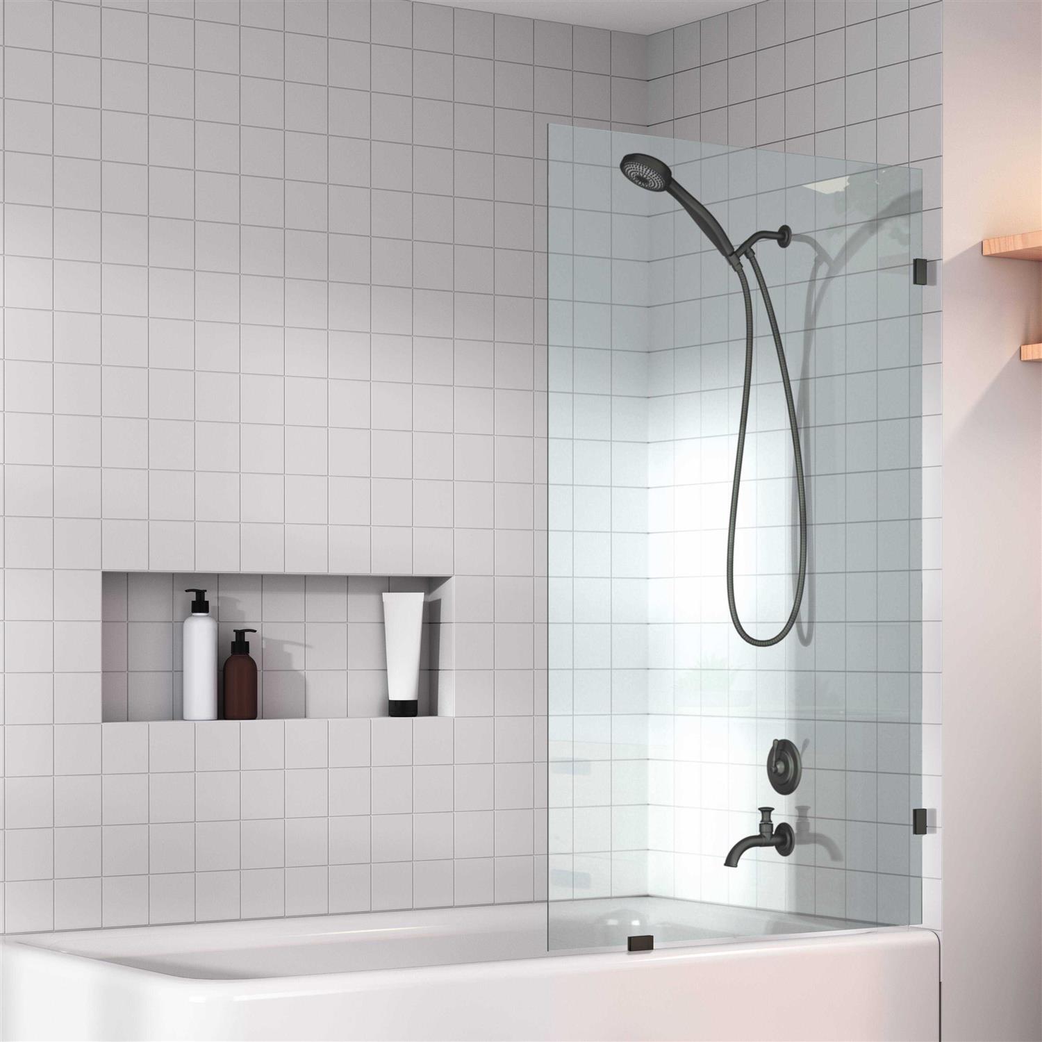 Glass Warehouse 58.25 x 21.5 Frameless Shower Bath Fixed Panel GW-BF-21.5-ORB - Cheap Fitting