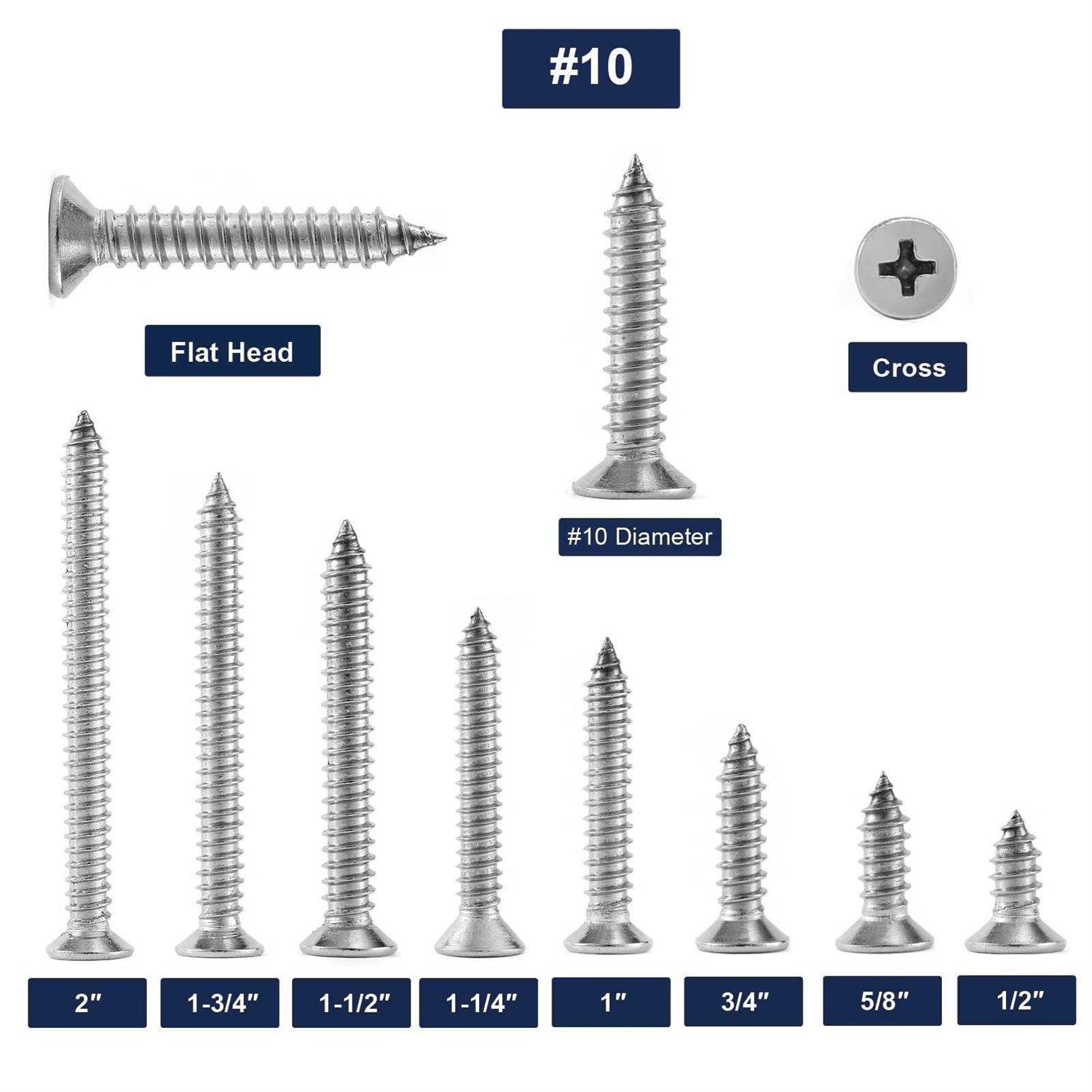 SG TZH Wood Screw 100Pcs 18-8 Stainless Steel Screws Flat Head Phillips Fast Self Tapping Drywall Screws - Cheap Fitting