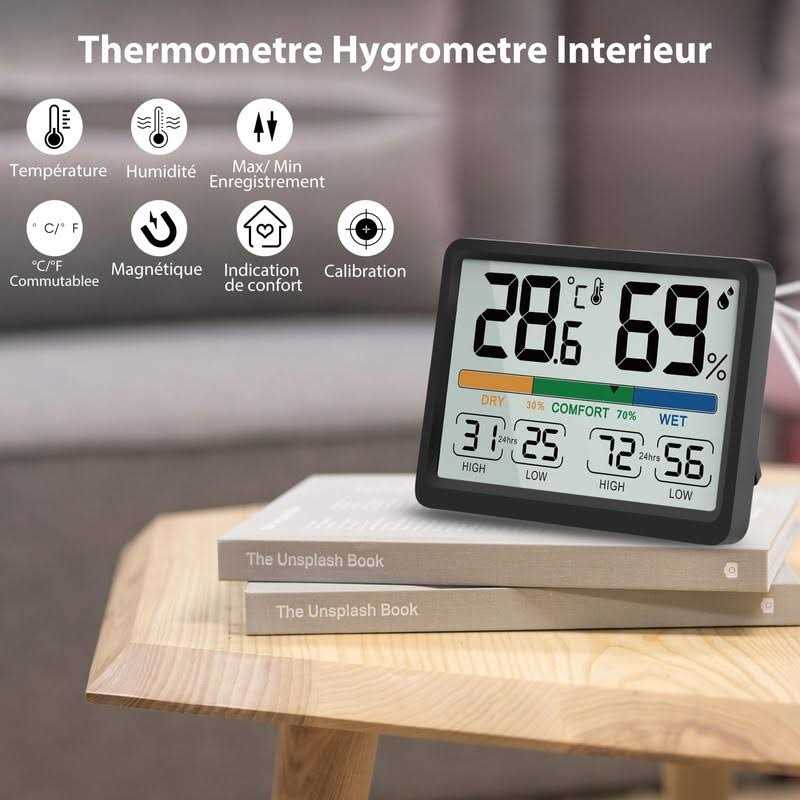 Humidity and Temperature Monitor AIMILAR Digital Indoor Thermometer with High Low History - Cheap Fitting