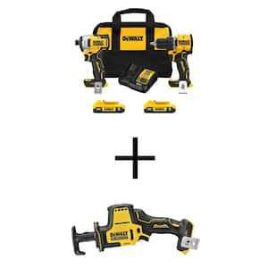 DEWALT ATOMIC 20V MAX Lithium-Ion Cordless Combo Kit and 1/4 in. Impact Driver with 2Ah Batteries, Charger and Bag - Cheap Fitting