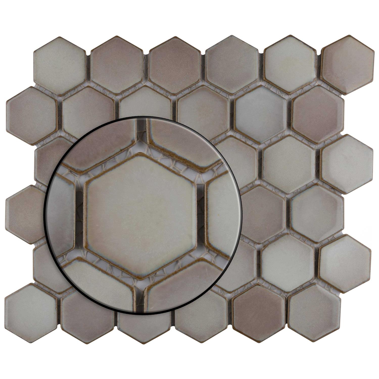 Hudson Due 2 x 2 Hex Porcelain Mosaic Floor Wall Tile Merola Tile - Cheap Fitting