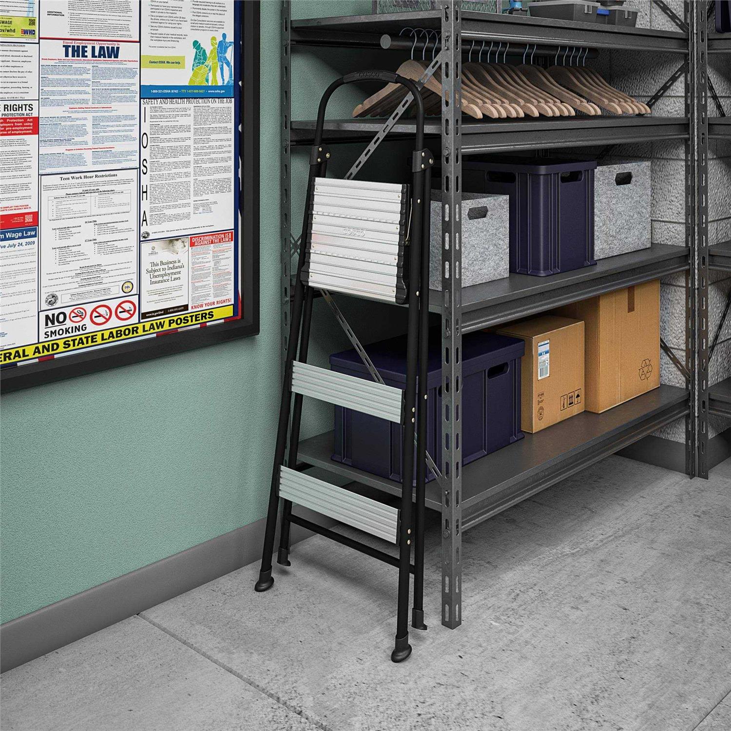 Cosco 3-Step Folding Step Stool with Rubber Hand Grip 11425ABK1E - Cheap Fitting