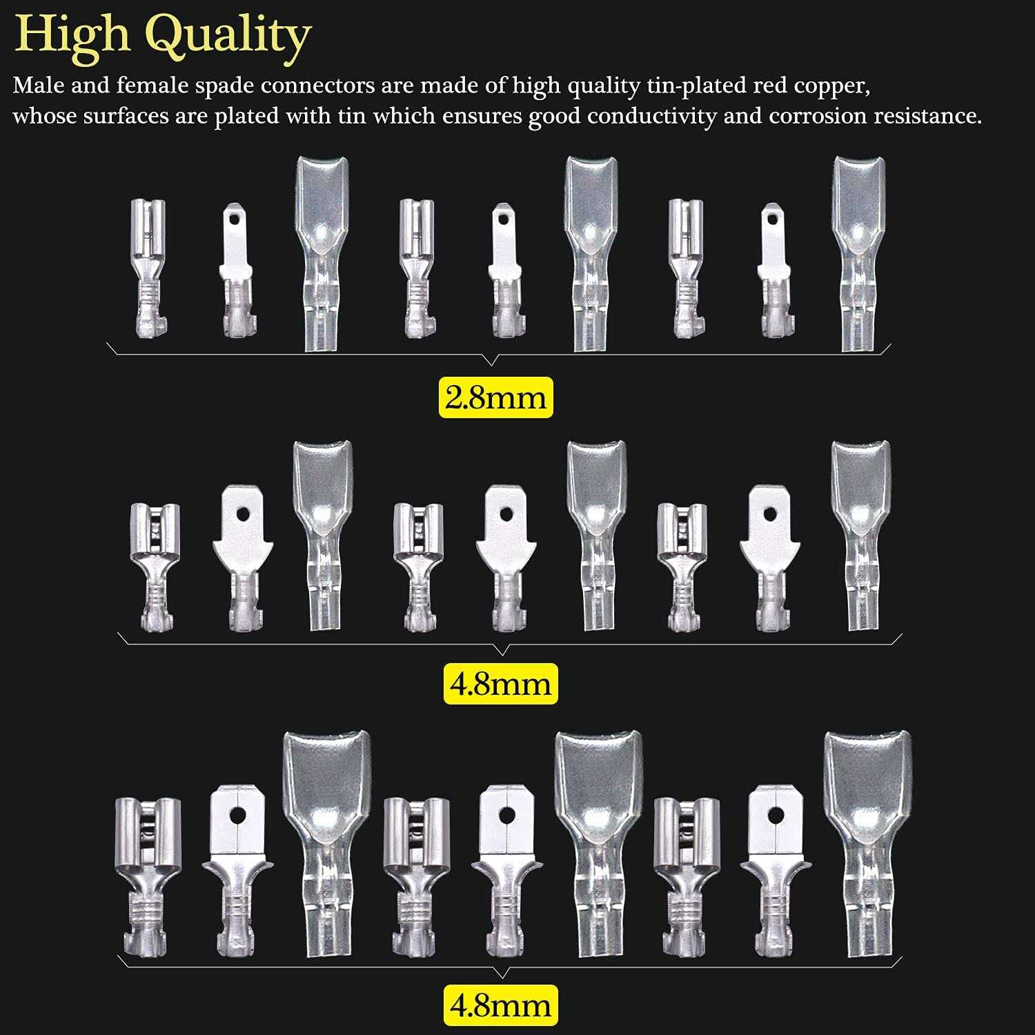 Twidec/360Pcs 2.8/4.8/6.3mm Quick Splice Male and Female Wire Spade Connector Crimp Terminal Block Assortment Kit with Insulating Sleeve - Cheap Fitting