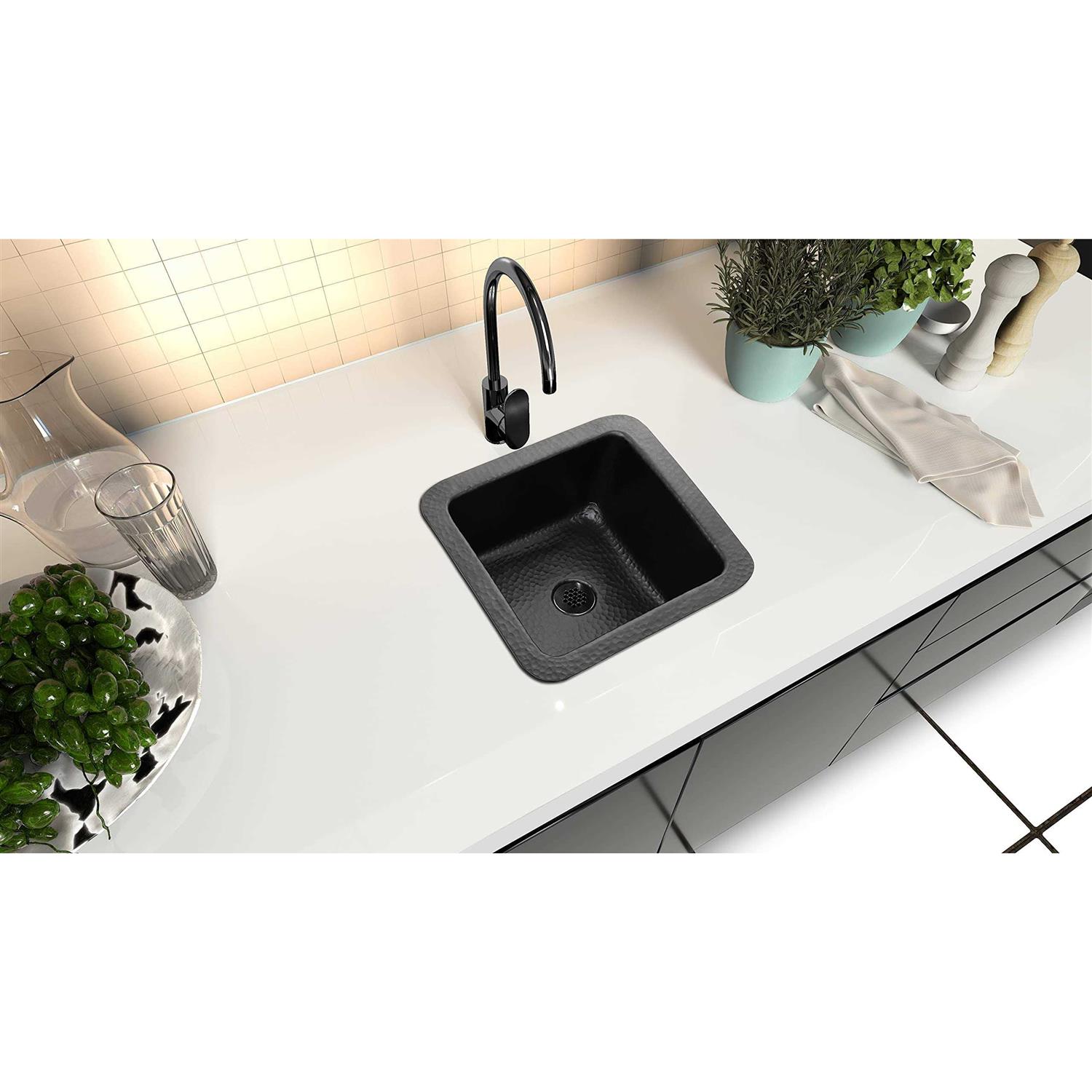 Monarch Abode 19193 Matte Black Hand Hammered Glasgow Dual Mount Bar Prep Sink - Cheap Fitting