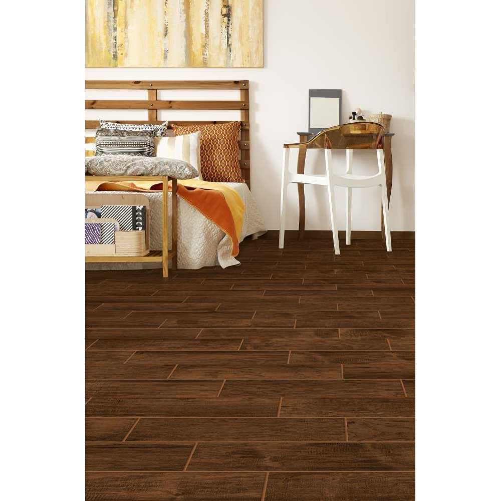 True Porcelain Co. Farmhouse Chestnut 6-in x 24-in Matte Porcelain Wood Look Floor and Wall Tile 1101350 - Cheap Fitting