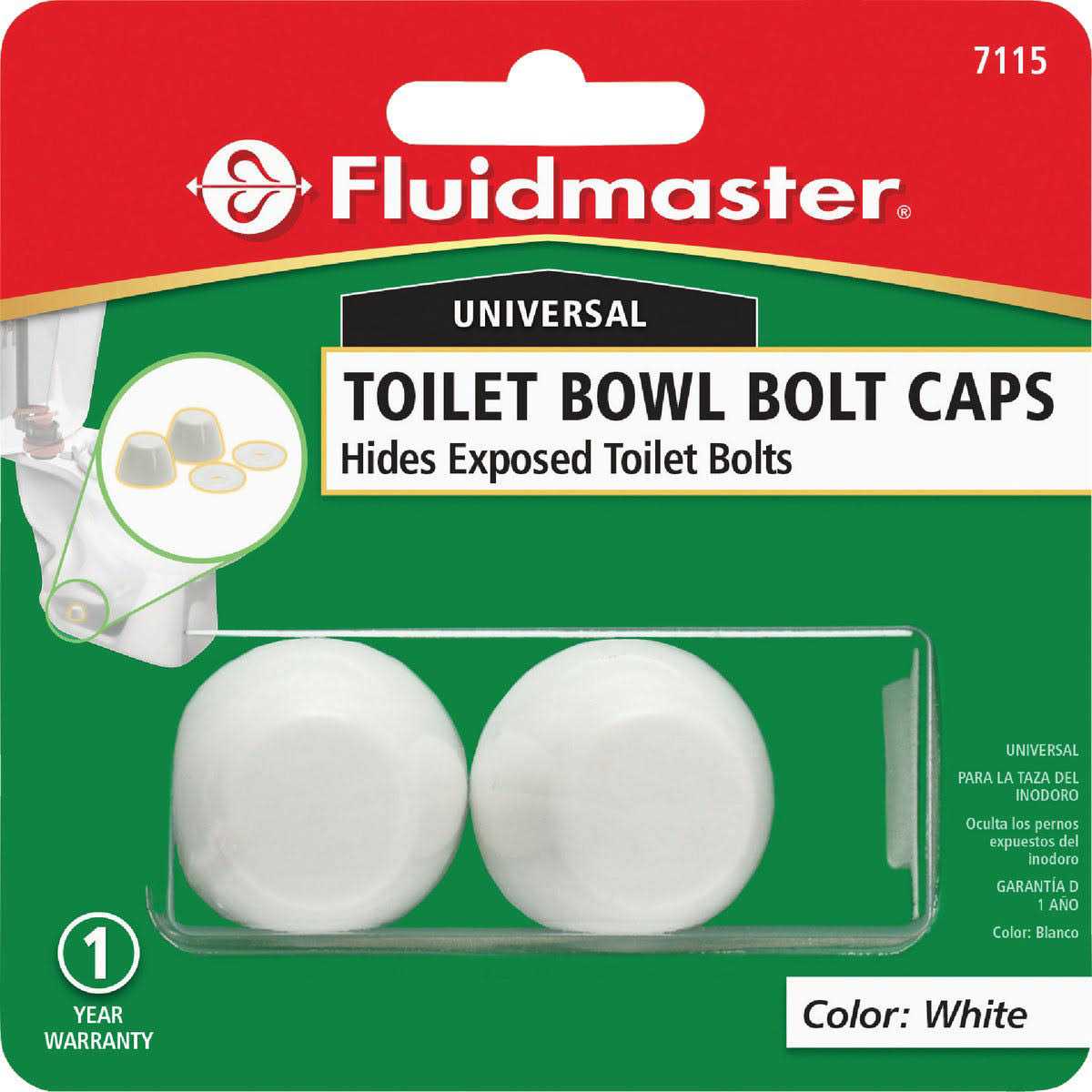 Fluidmaster White Toilet Bolt Caps - Cheap Fitting