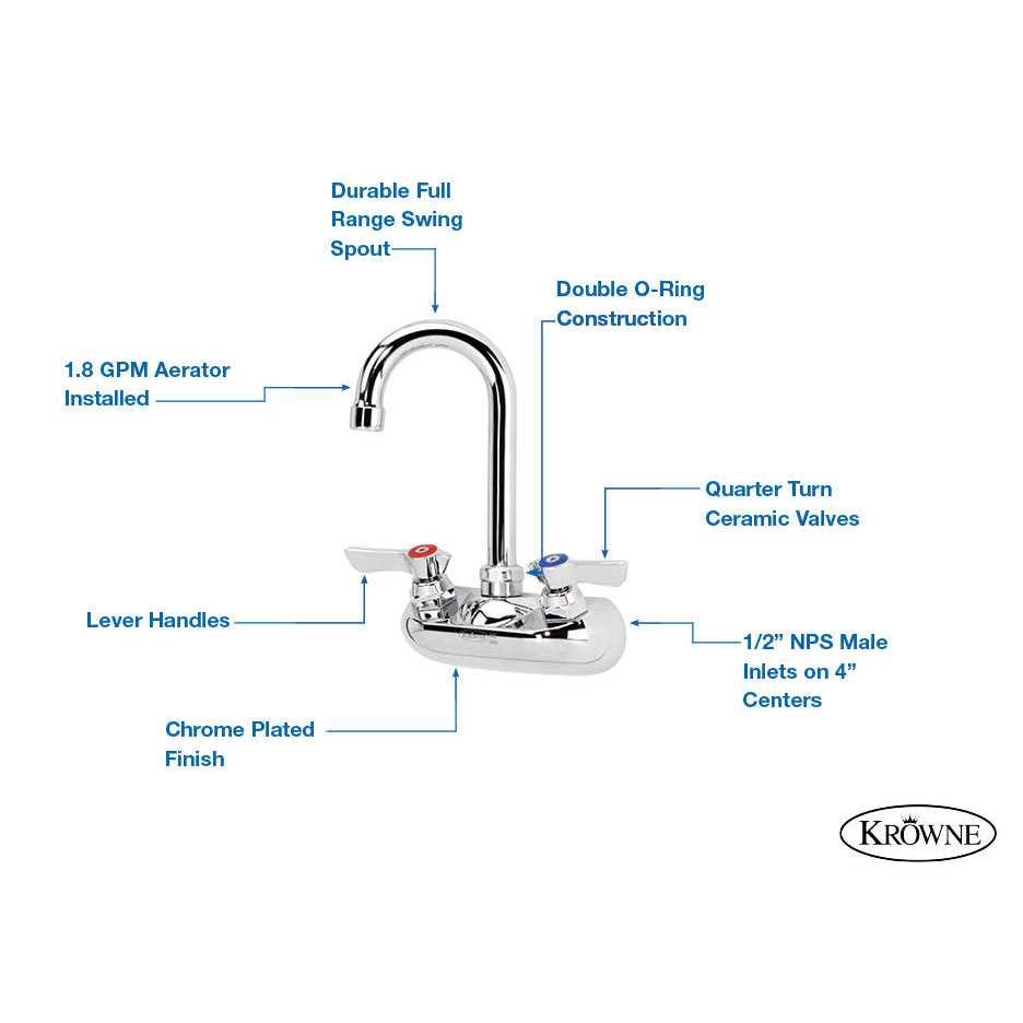 Krowne 10-400L Silver Series 4 Center Wall Mount Faucet - Cheap Fitting