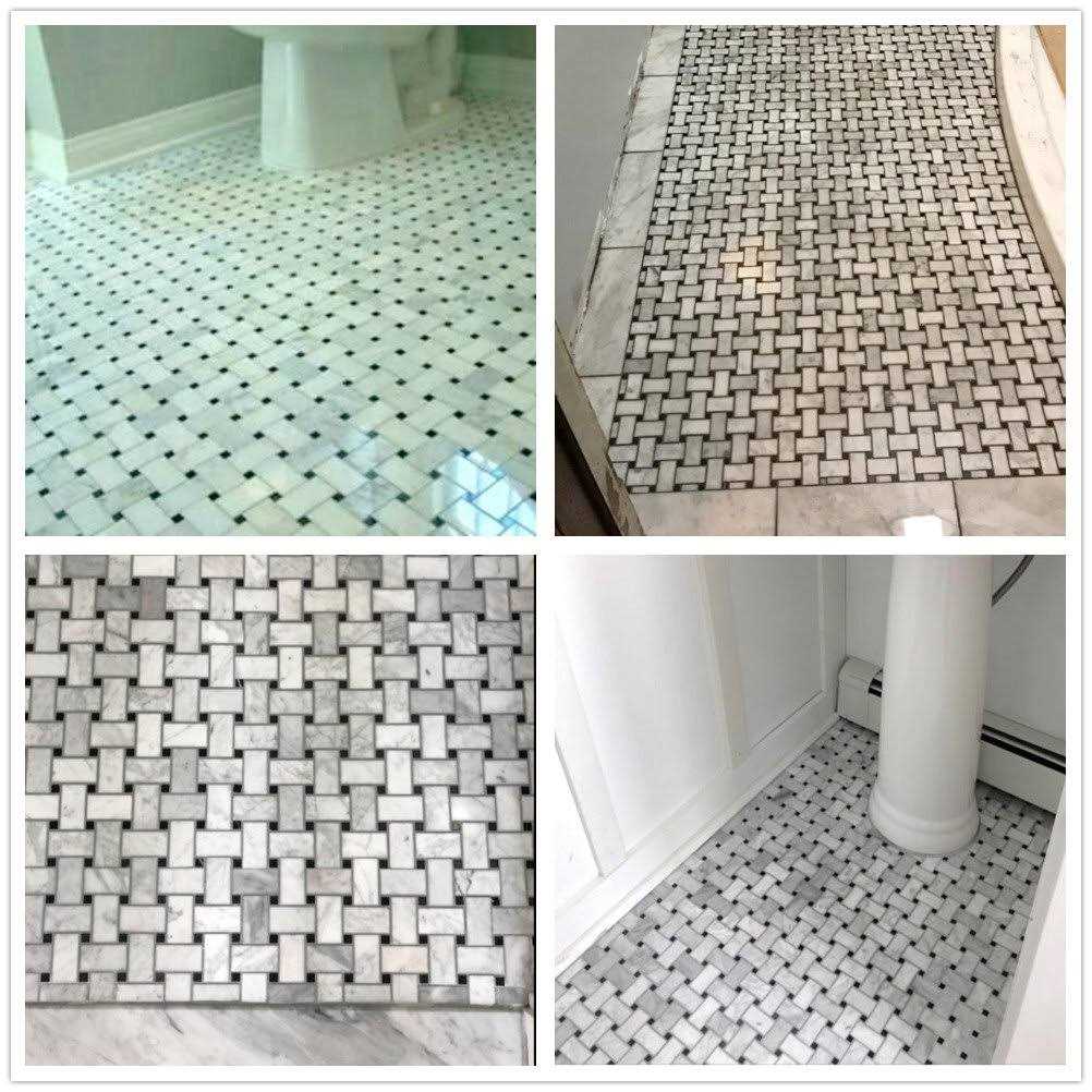 Marble Online Carrara Marble Basketweave Mosaic Tile Carrera Black Dots Polished 1×2 - Cheap Fitting