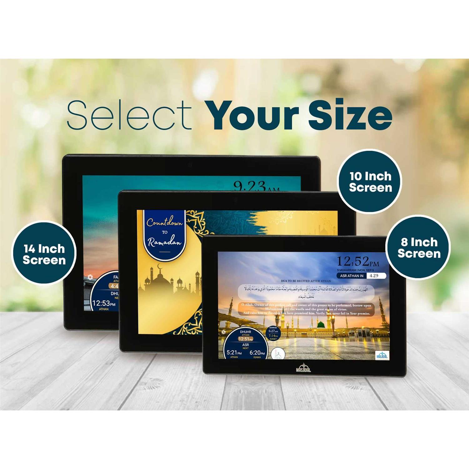 Masjidal 10 Digital Azan Clock with WiFi Dynamic Touch Screen - Cheap Fitting