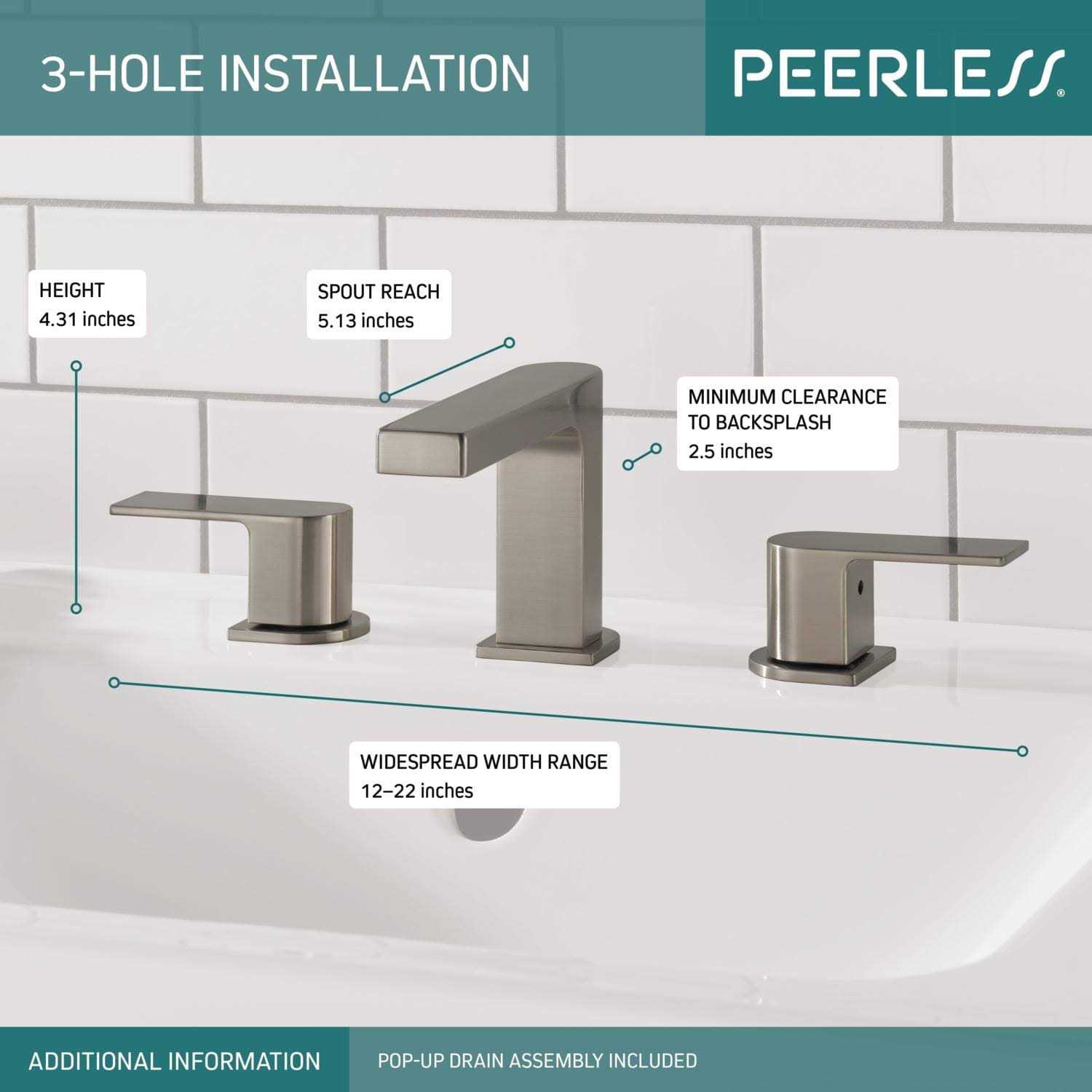 Peerless Xander Two Handle Widespread Bathroom Faucet P3519LF - Cheap Fitting