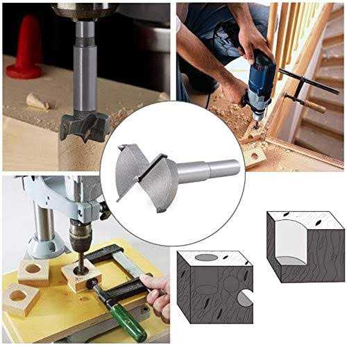 Forstner Drill Bit Set,5pcs 15-35mm High Strength Steel Flat Bit Drill Set Woodworking Hole Saw Wood Cutter Tool - Cheap Fitting