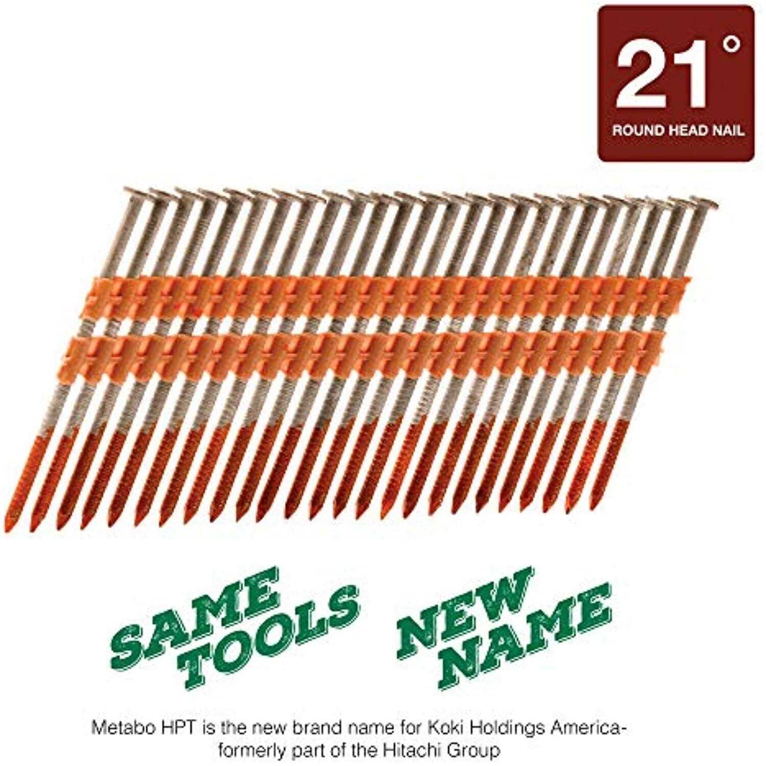 Metabo HPT 3 in. Plastic Strip Framing Nails 21 deg Ring Shank 1000 pk 20302SHPT - Cheap Fitting