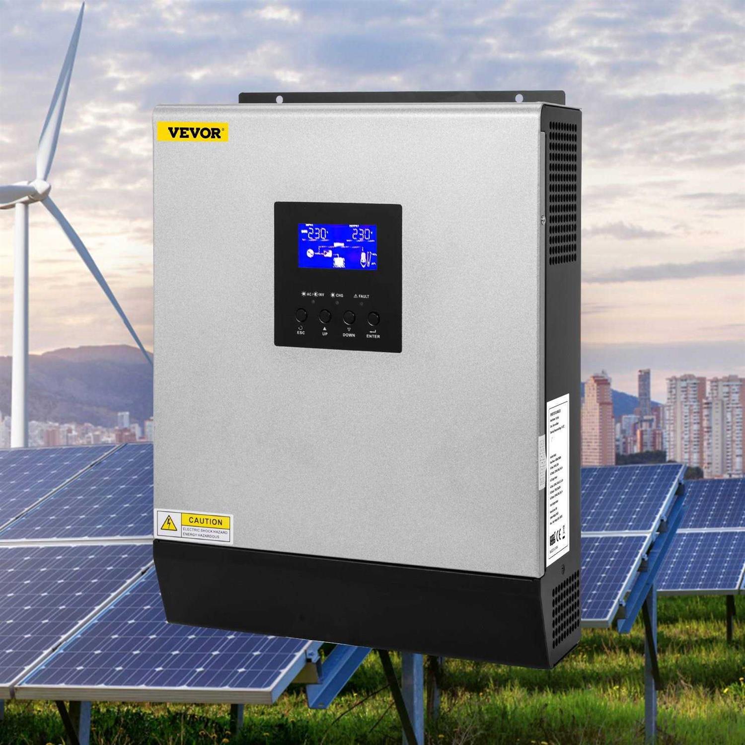 VEVOR Hybrid Solar Inverter 3KVA 2400W Pure Sine Wave Off-Grid Inverter - Cheap Fitting
