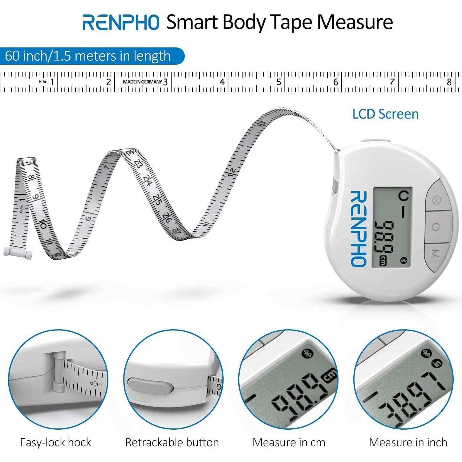 Renpho Smart Tape Measure Body with App Bluetooth Measuring Tapes - Cheap Fitting