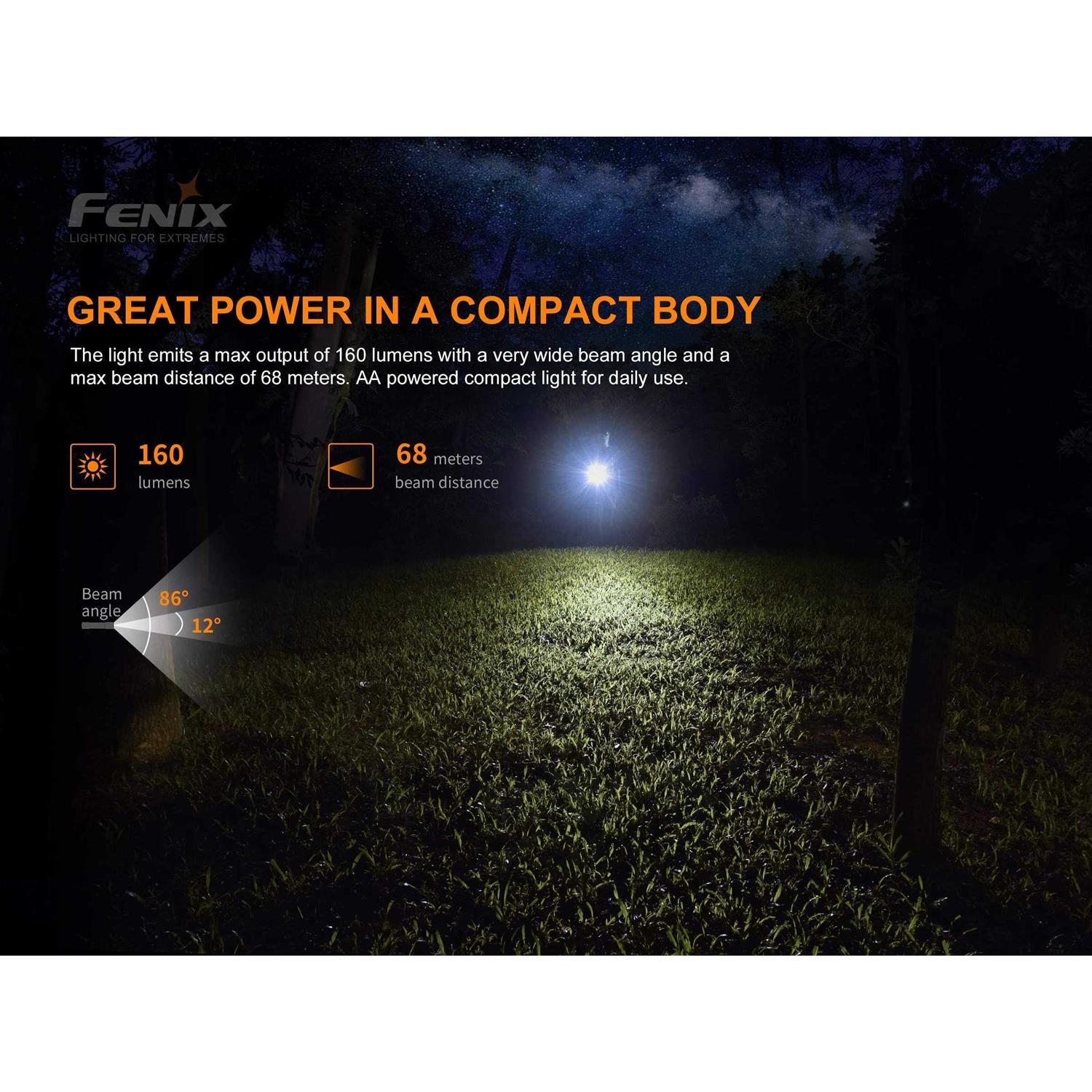 Fenix E12 v2.0 Flashlight, 160 AA - Cheap Fitting