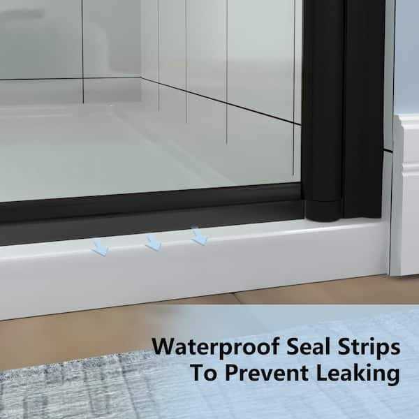 ES-DIY 72 in. H Fold Pivot Frameless Swing Corner Shower Panel with Shower Door in Black with Clear Glass - Cheap Fitting