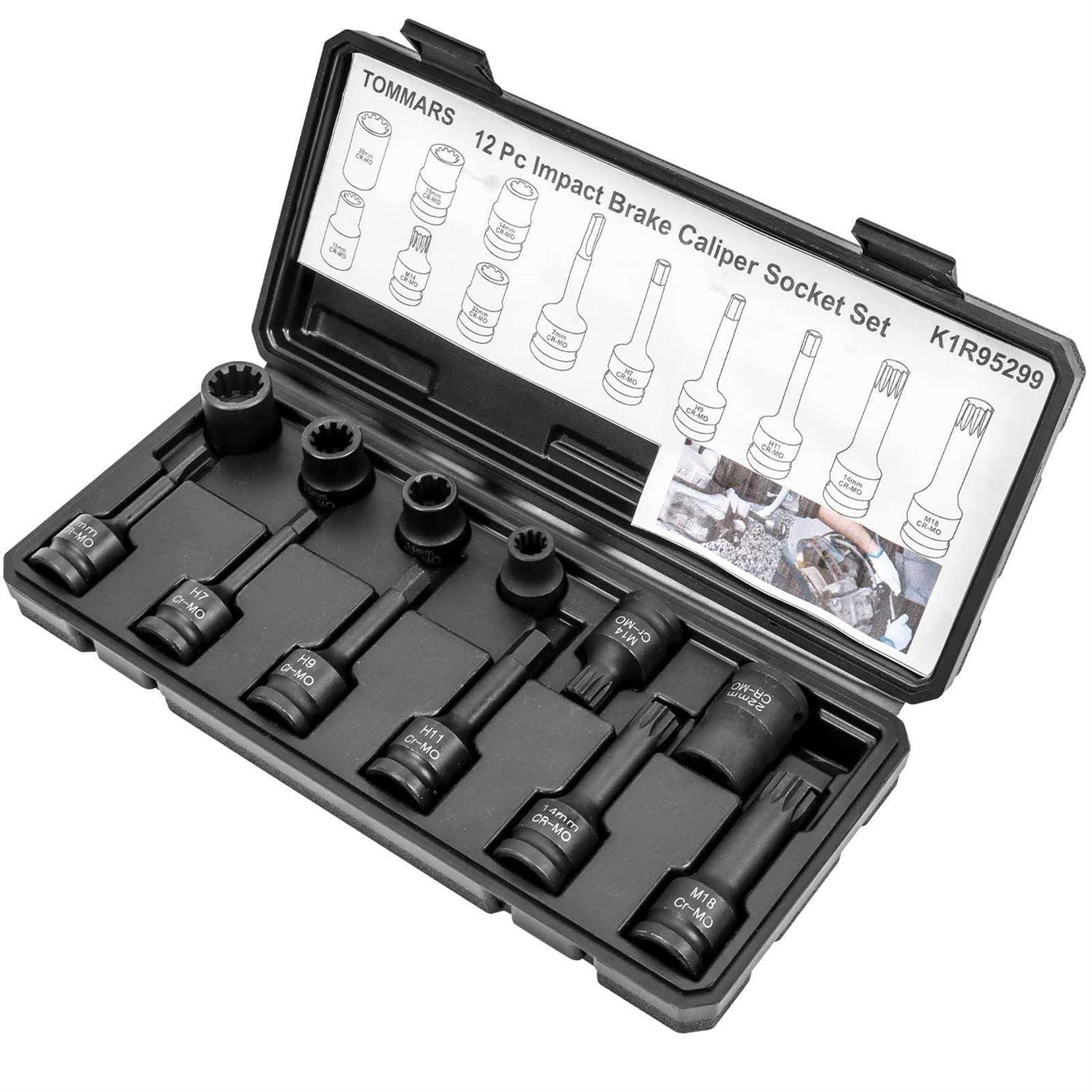 Tommars 12 Pc Impact Brake Caliper Special Socket Set Compatible with Audi/vw/porsche/benz/ford/bmw - Cheap Fitting